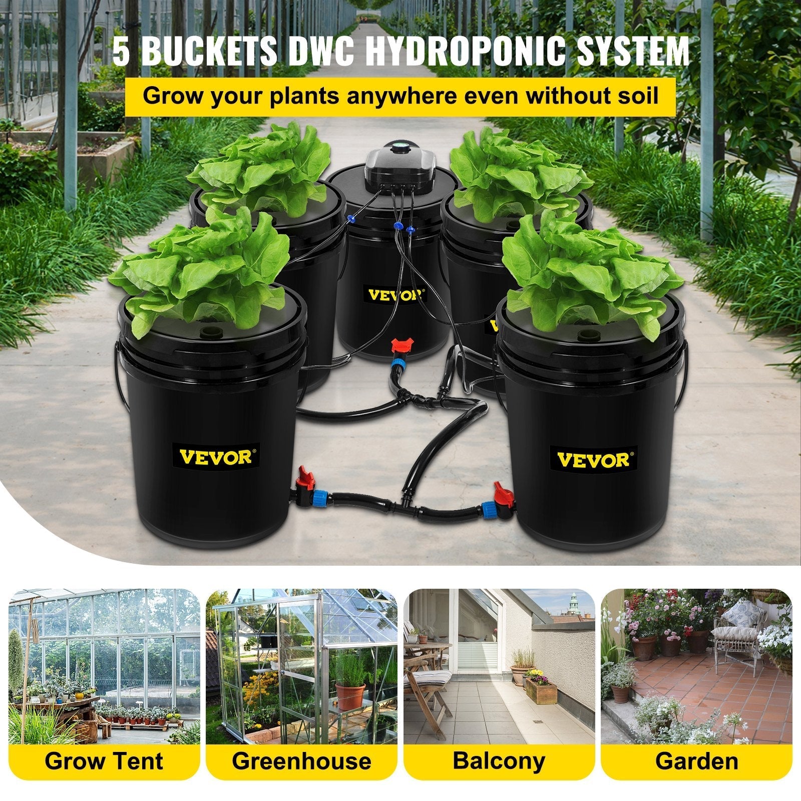 5 Gallon 5 Bucket DWC Hydroponic System for Deep Water Culture
