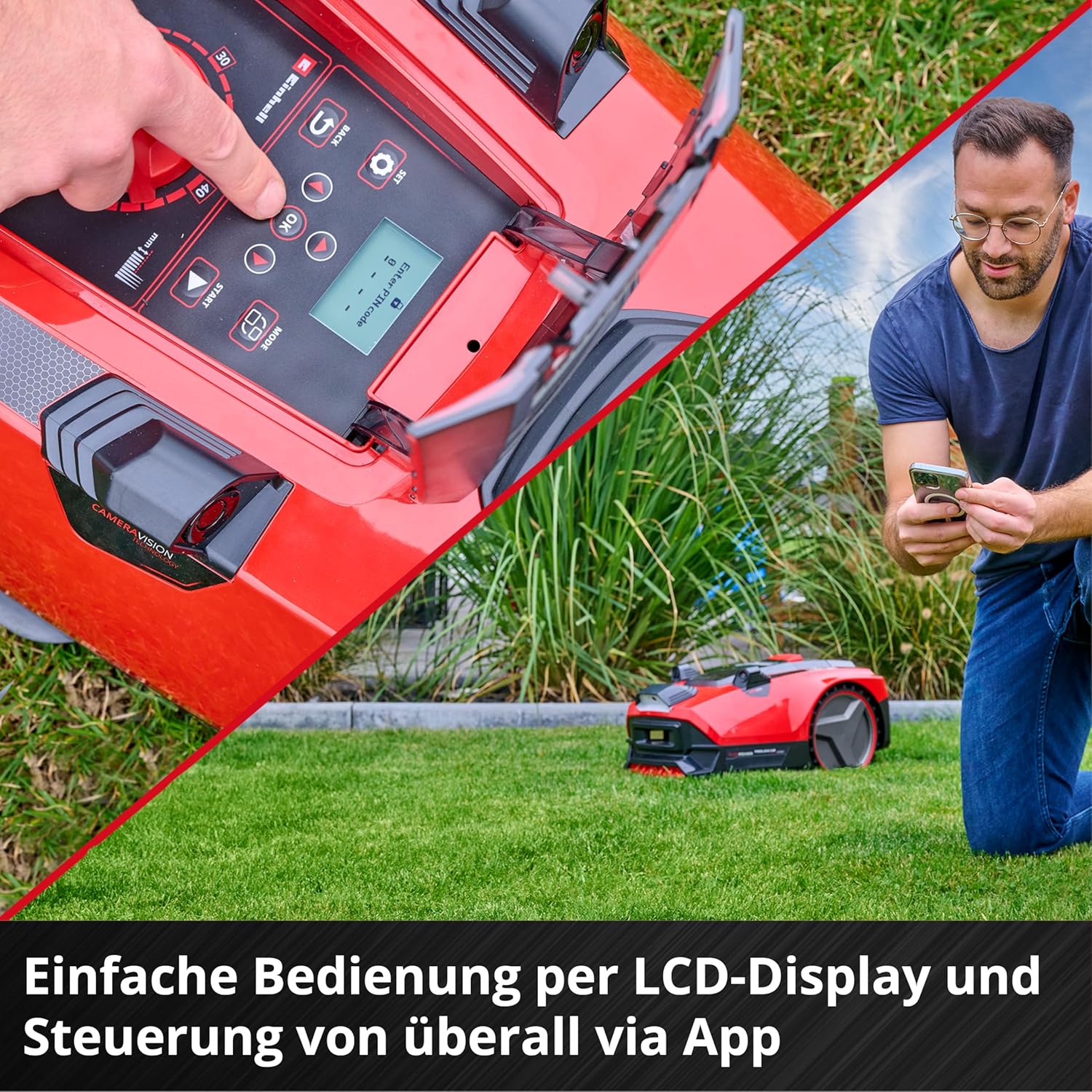 Einhell Akku-Rasenmäher RASARRO 36/38 Kit Power X-Change (36 V, 38 cm Schnittbreite, 450 m², Brushless, Mulchfunktion, 45L Fangkorb, inkl. 2x 4,0 Ah Akkus + Twincharger)