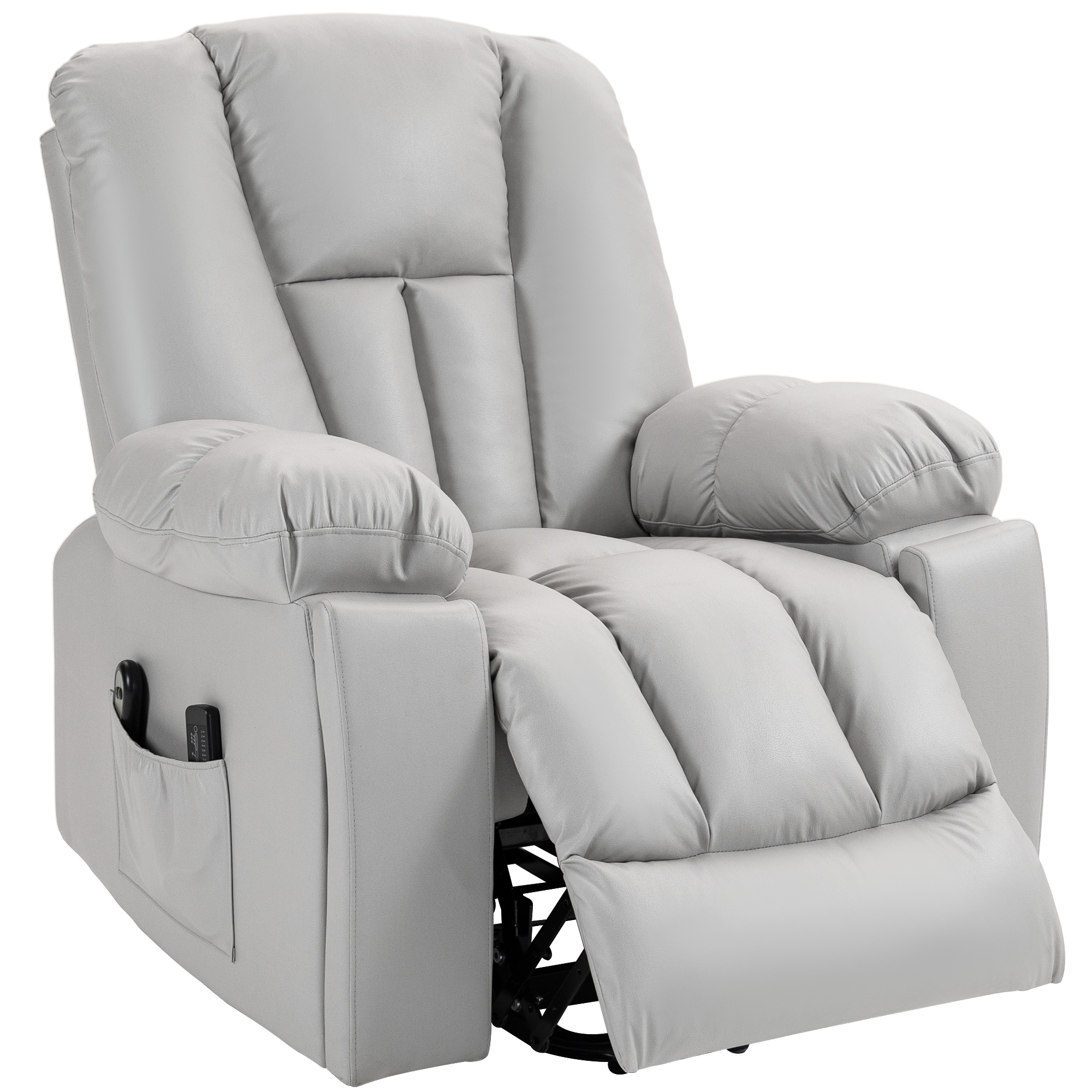 HOMCOM Massagesessel Relaxsessel Seniorensessel, Fernbedienung, Seitentaschen, 94 cm x 96 cm x 106 cm, Grau