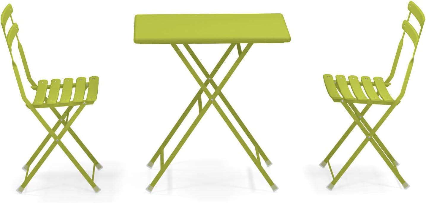 EMU Set Arc EN Ciel Colore Verde Composto da Tavolo 50x70 CM Art. 334 + 2 SEDIE Pieghevoli Art. 314 - Made Italy
