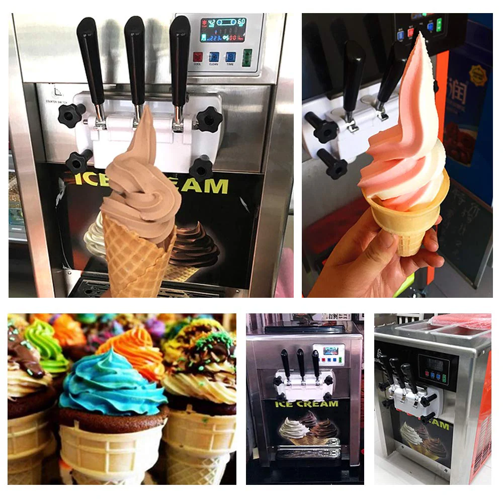 Macchina per gelato morbido commerciale da 18L/H a 3 gusti | Macchina per gelato in acciaio inox