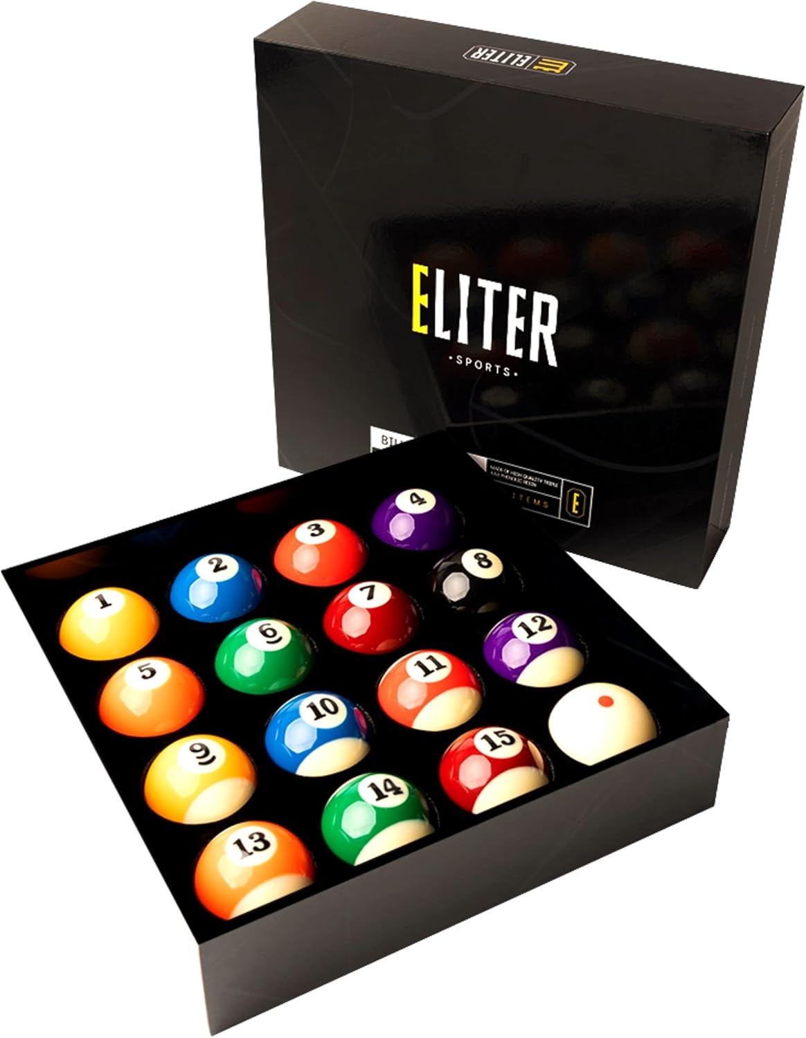 ELITER SPORTS ? - Set completo di palle da biliardo americane in resina pura di qualità 5A - 16 palle biliardo ufficiali di 57,2 mm per la competizione e il divertimento.