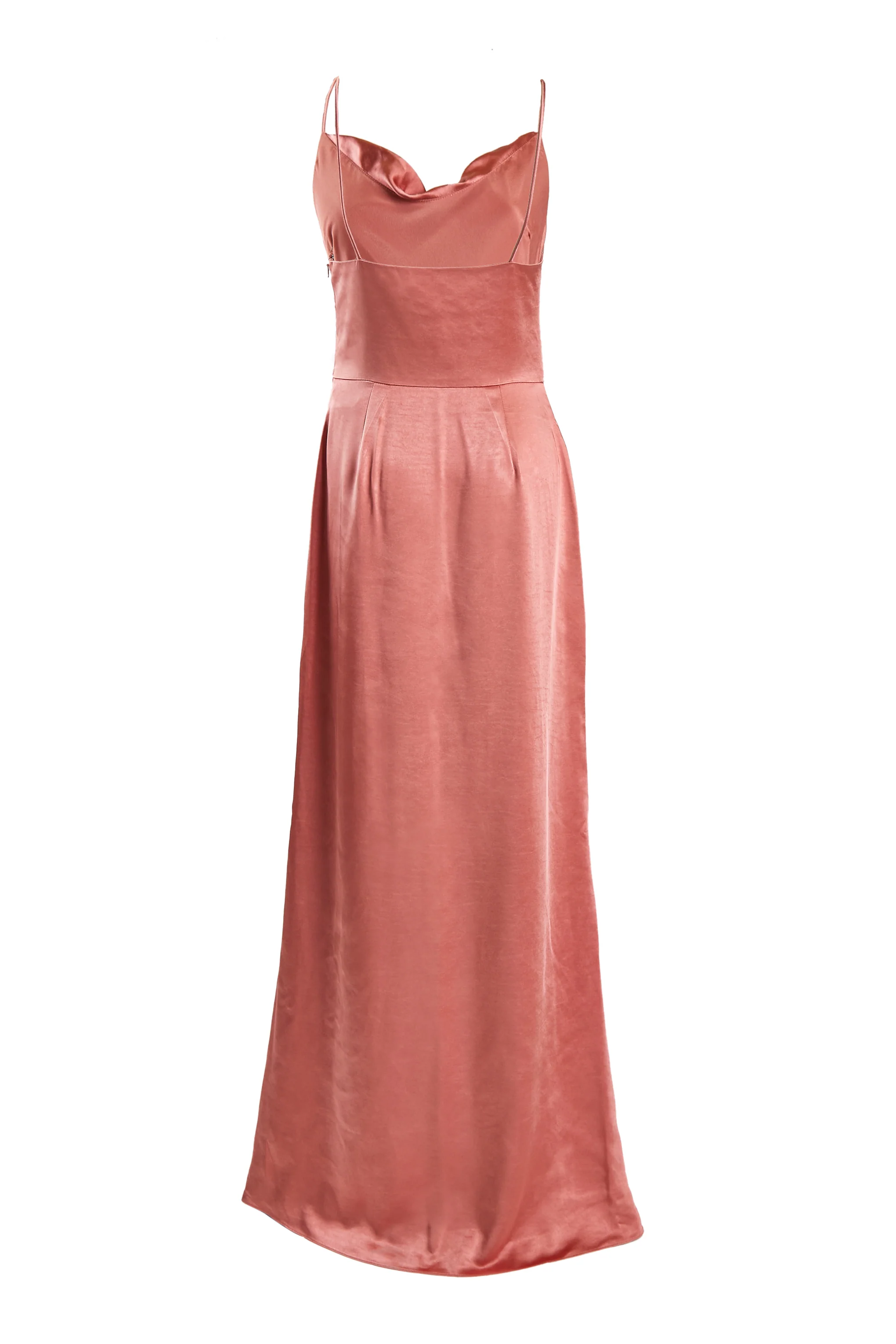 Vivian Dusty Peach Cowl-Neck Bias Cut Maxi-Dress