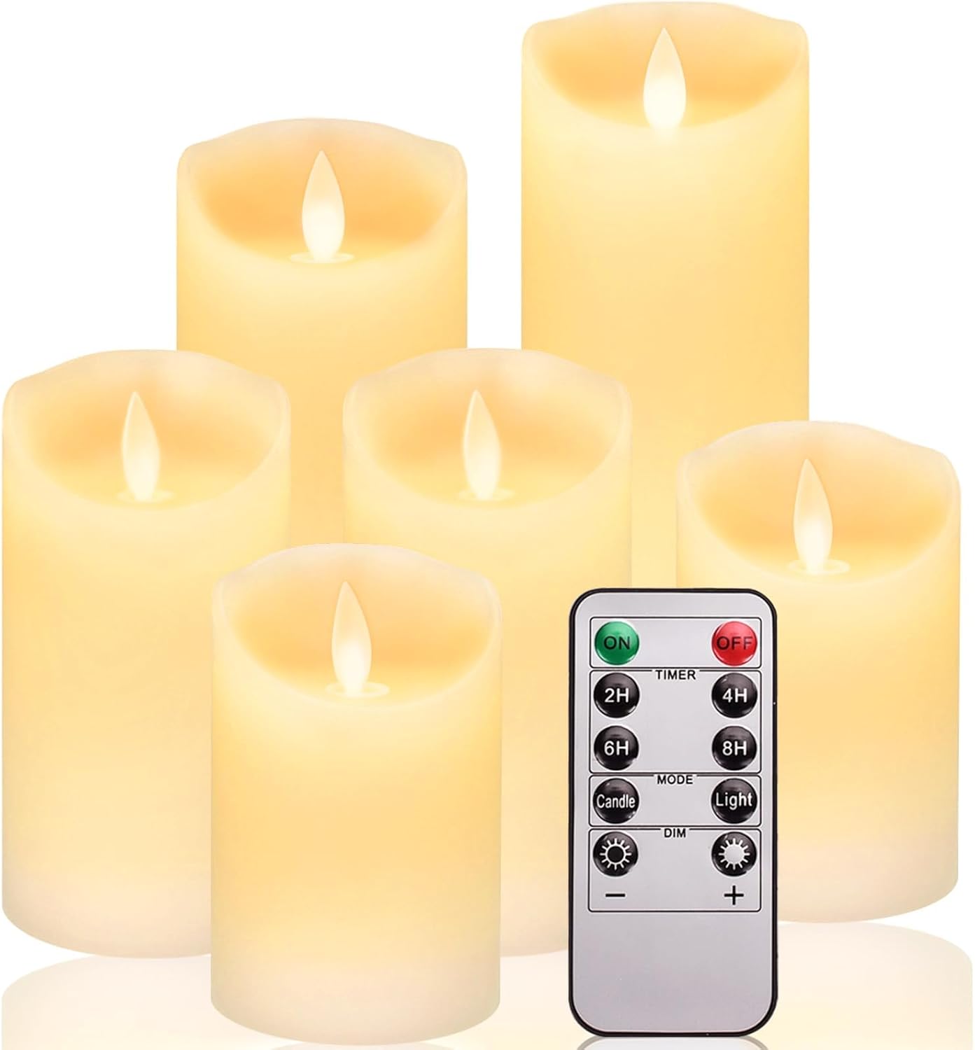 HEPAZ Candele a LED,Candele LED,Set di 6 Candele senza fiamma,Candele Flickering Flameless,LED tea lights Tremolante con Telecomando e Funzione Timer per Compleanno/Festa/Matrimonio/Hotel