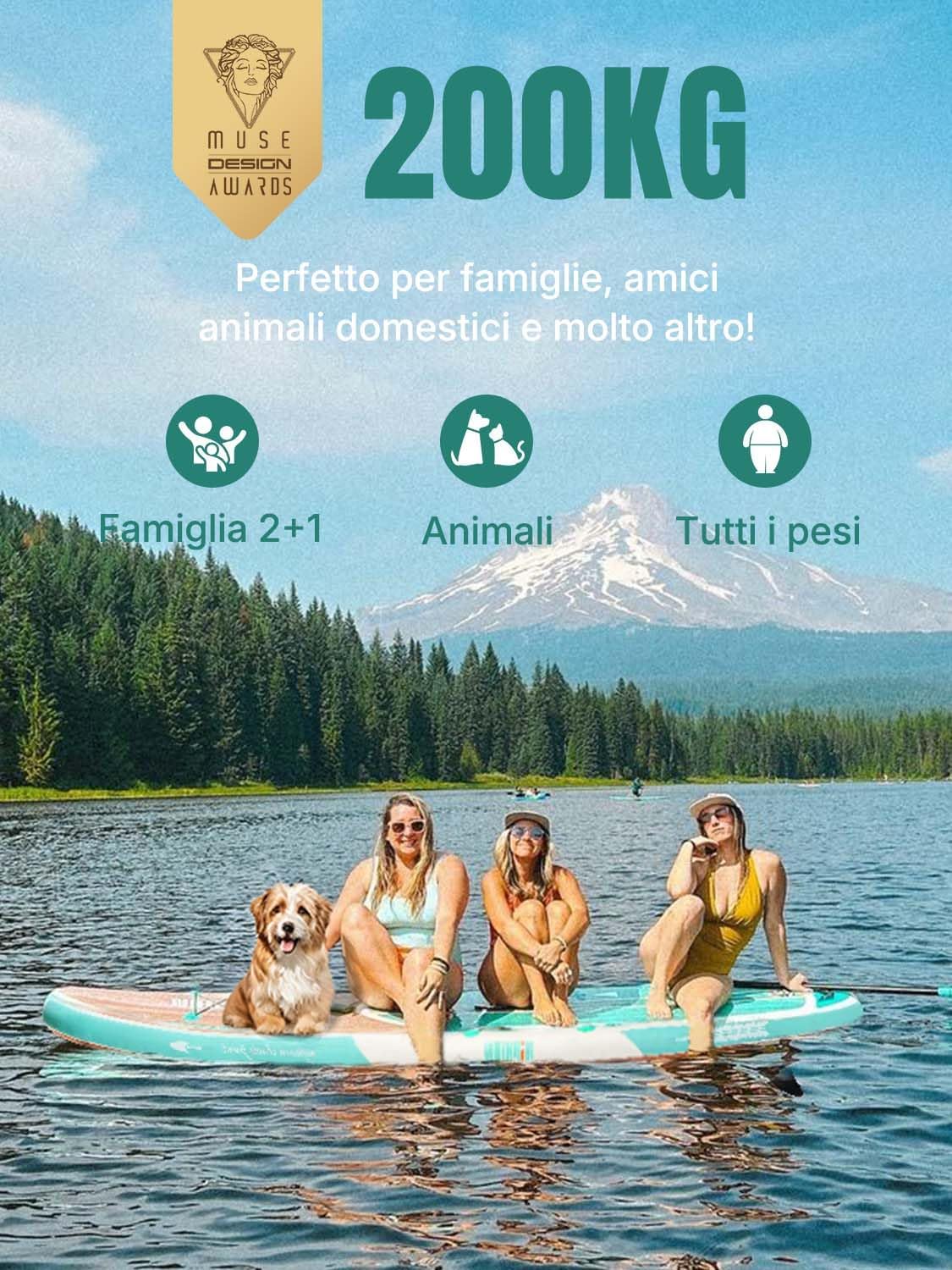 Niphean SUP Gonfiabile Adulti con Tutti gli Accessori, 320cm Stand up Paddle Gonfiabile per Tutti i Livelli, Paddle Board con Capacità di 200kg per 2 Persone, Tavola da SUP Gonfiabile con Sedia
