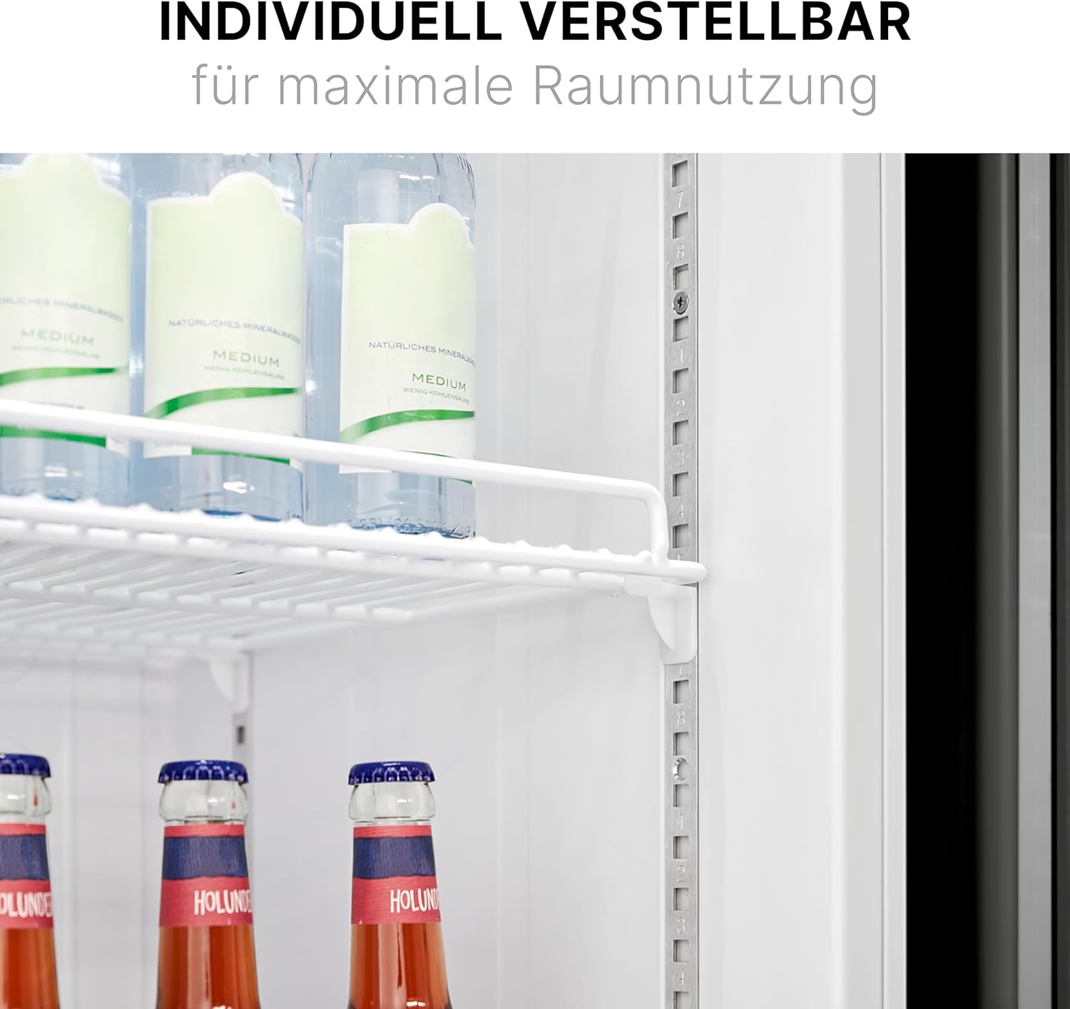 Bomann® Kühlschrank mit Glastür | Getränkekühlschrank abschließbar | 6 höhenverstellbare Ablagen | 30kg je Ablage | 347 Liter | Kühlschrank groß | Flaschenkühlschrank m. LED-Licht | KSG 7351 schwarz