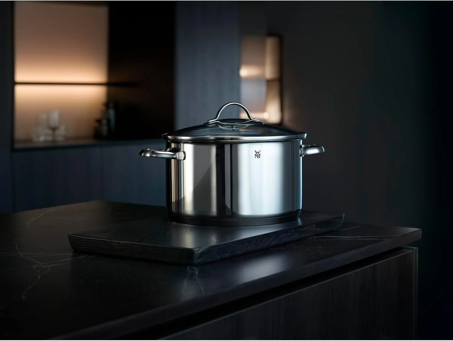 WMF Provence Plus Topfset Induktion 5-teilig, Kochtopf Set unbeschichtet mit Glasdeckel, für alle Herdarten geeignet, Induktions Töpfe Set, ohne Skalierung, Cromargan Edelstahl poliert