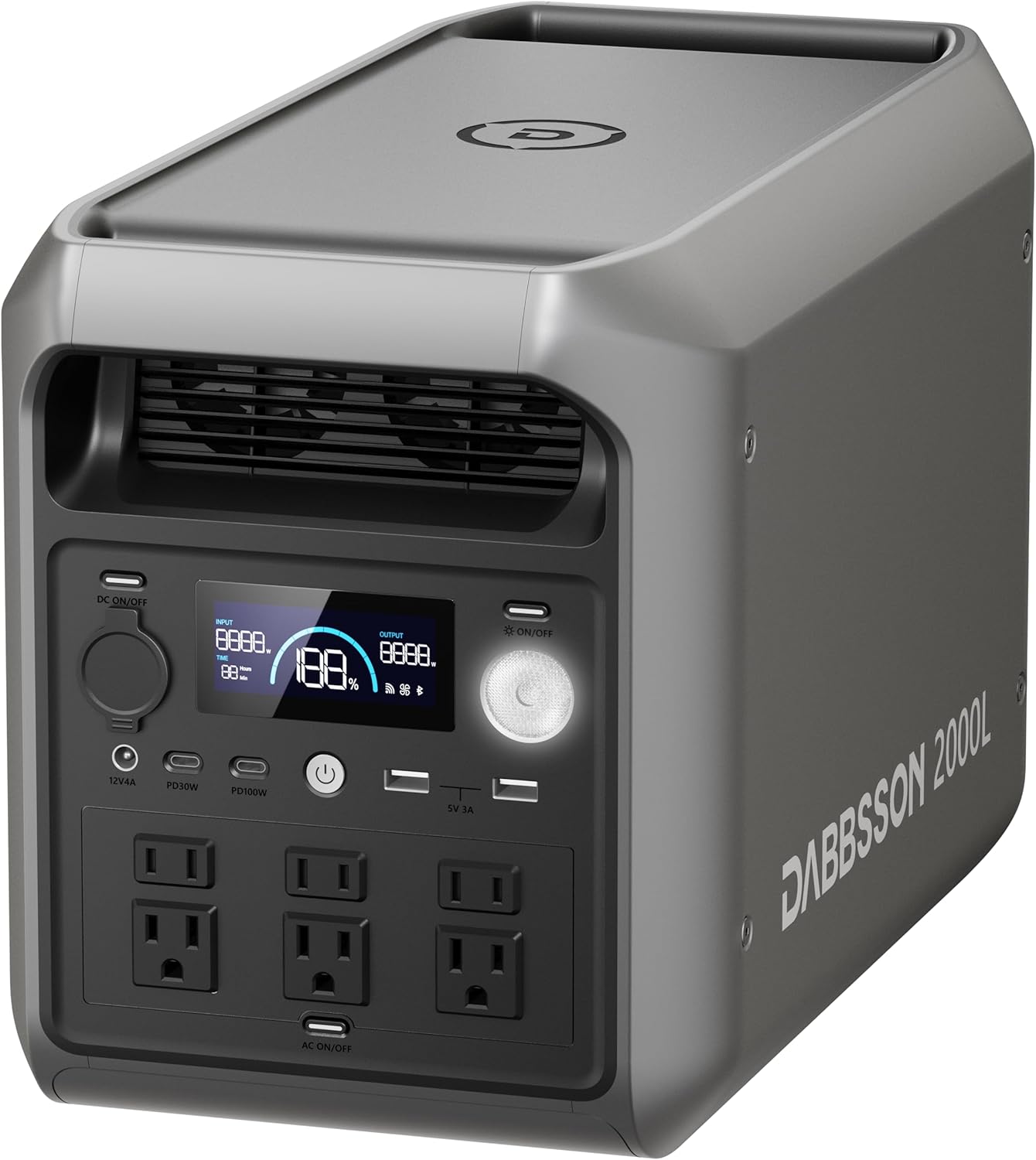 DABBSSON 2048Wh Portable Power Station  Safe Semi-Solid LiFePO4  3300W Power Boost  2200W AC Output ×6  41lb Compact & Lightweight  1.3X Runtime  2000L Solar Generator for Camping/Home/RV