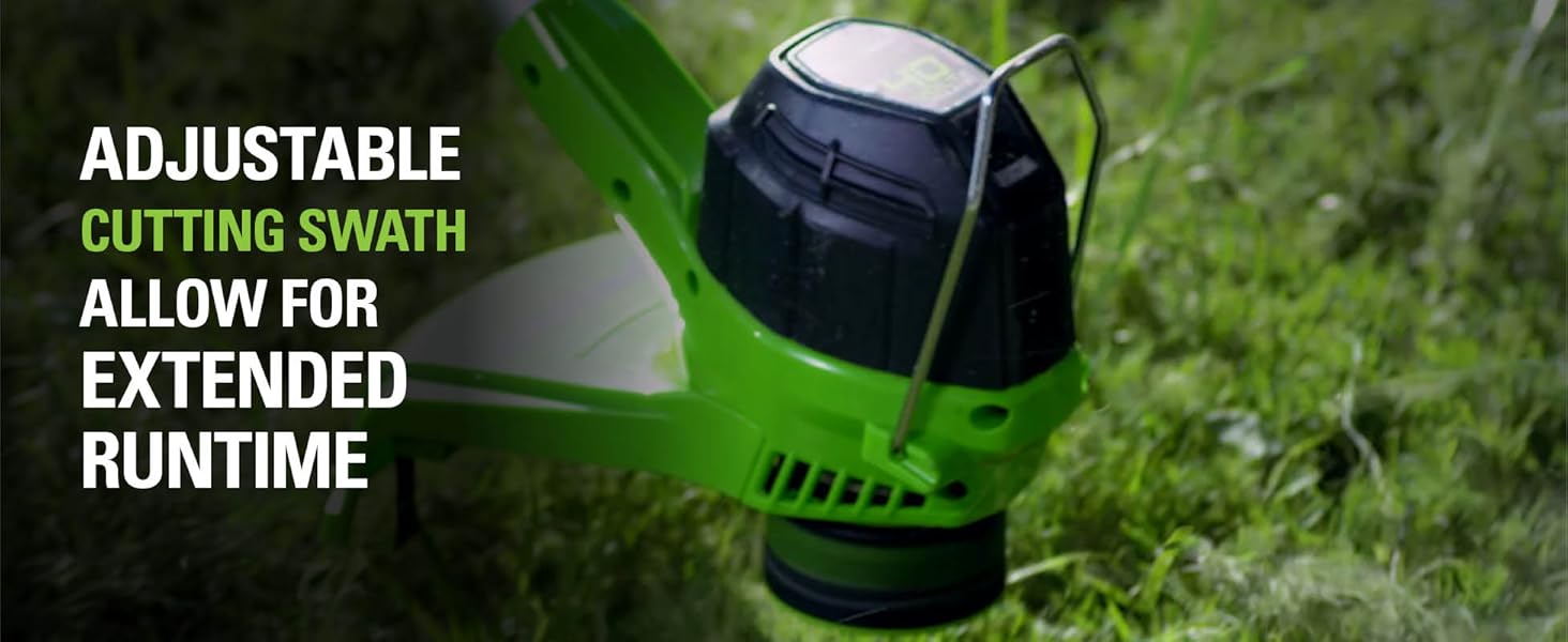 Greenworks 40V 12-Inch Cordless String Trimmer, Battery and Charger Not Included, BST4000 adjustable cutting swath