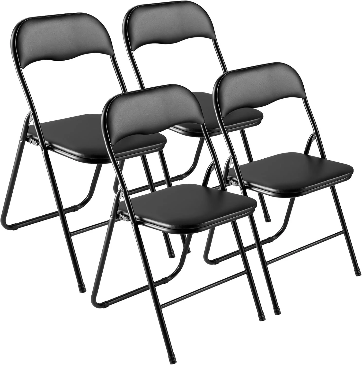 6 Pack Folding Chairs, Foldable Plastic Chair with Reinforced Metal Frame