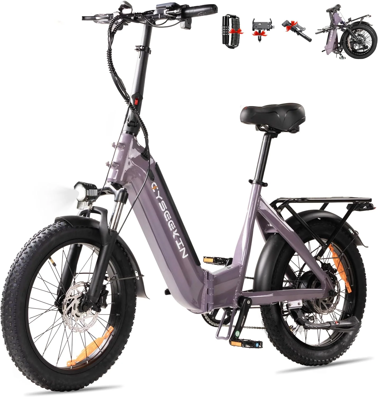 C20 E Bike Klapprad, 48V 15.6Ah Akku bis 120km, 250W Motor 25km/h Ebike, 20x3.0 Fatbike mit Hydraulische Bremsen, 7-Gang