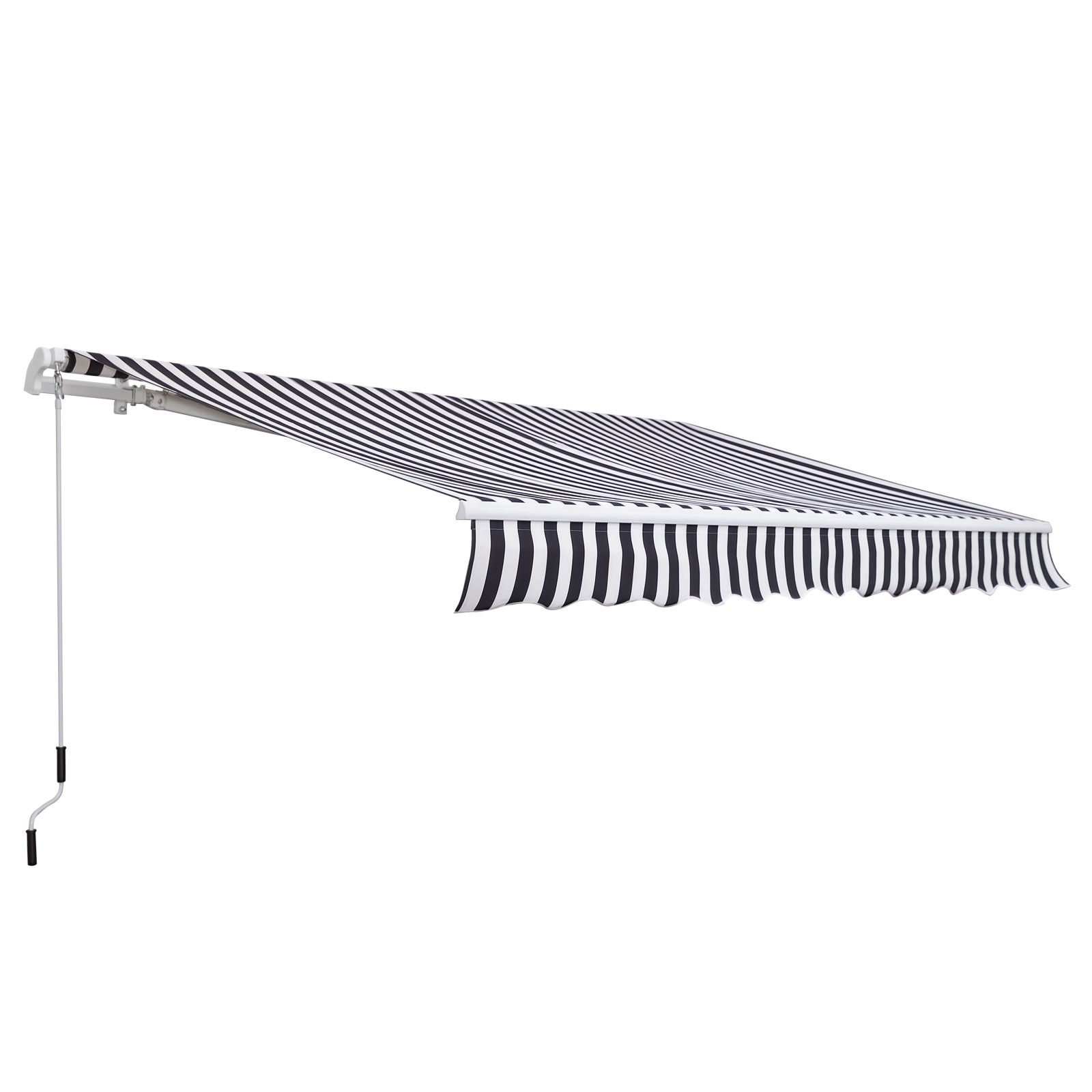 Outsunny Markise Gelenkarmmarkise Sonnenschutz mit Handkurbel 3,5 x 2,5 m Grau+Weiß Alu Polyester