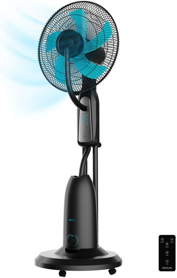 Cecotec Ventilatore per nebulizzatore d'acqua con timer EnergySilence 590 Freshessence. 90 W, 5 lame da 40 cm di diametro, oscillanti, 3 velocità, serbatoio da 3 litri, motore in rame