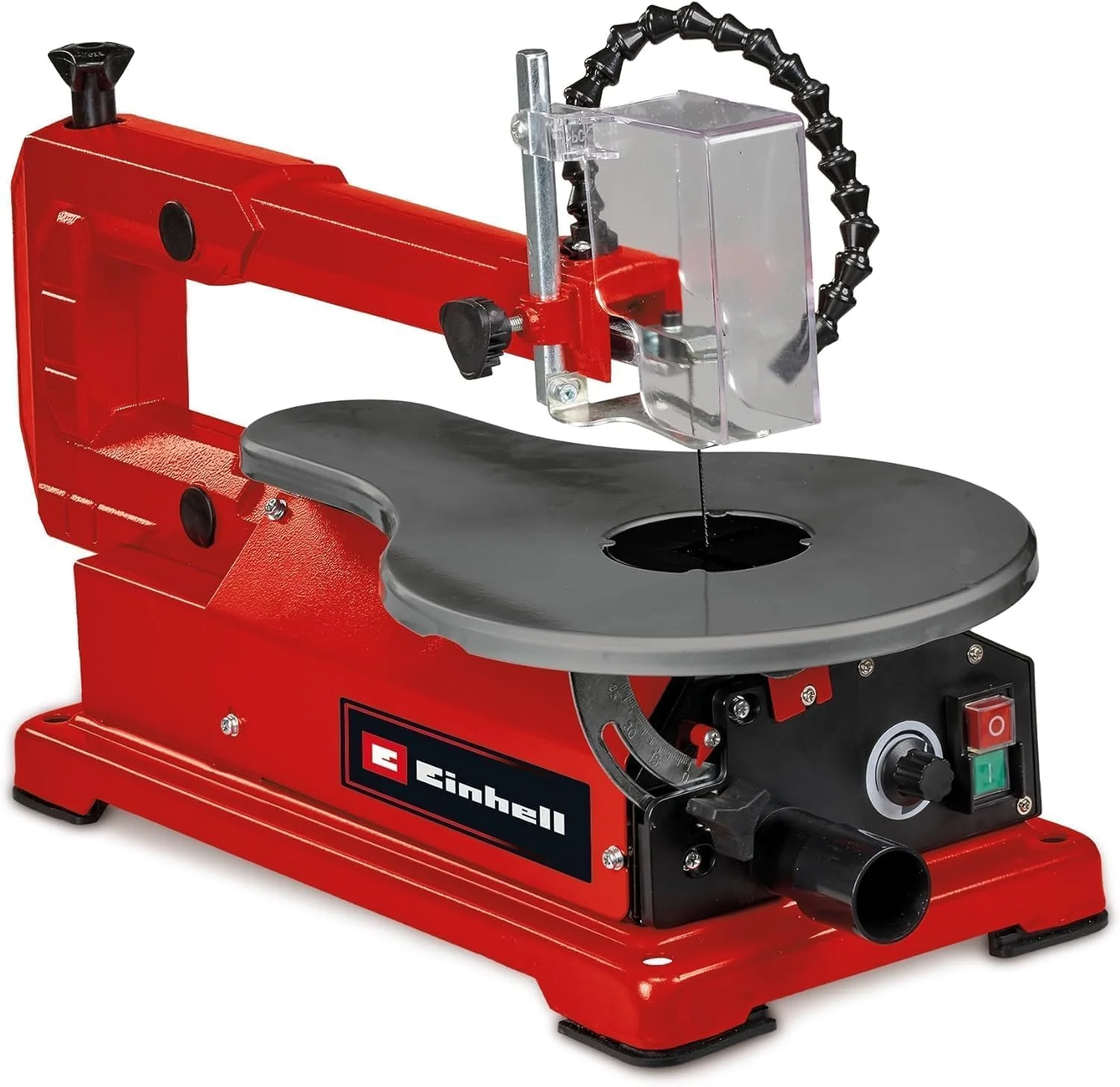 Einhell Dekupiersäge TC-SS 406 E (120 W, 47° neigbarer Tisch, 50 mm Schnitthöhe, variable Drehzahl, Blasvorrichtung, inkl. 2 Sägeblätter)