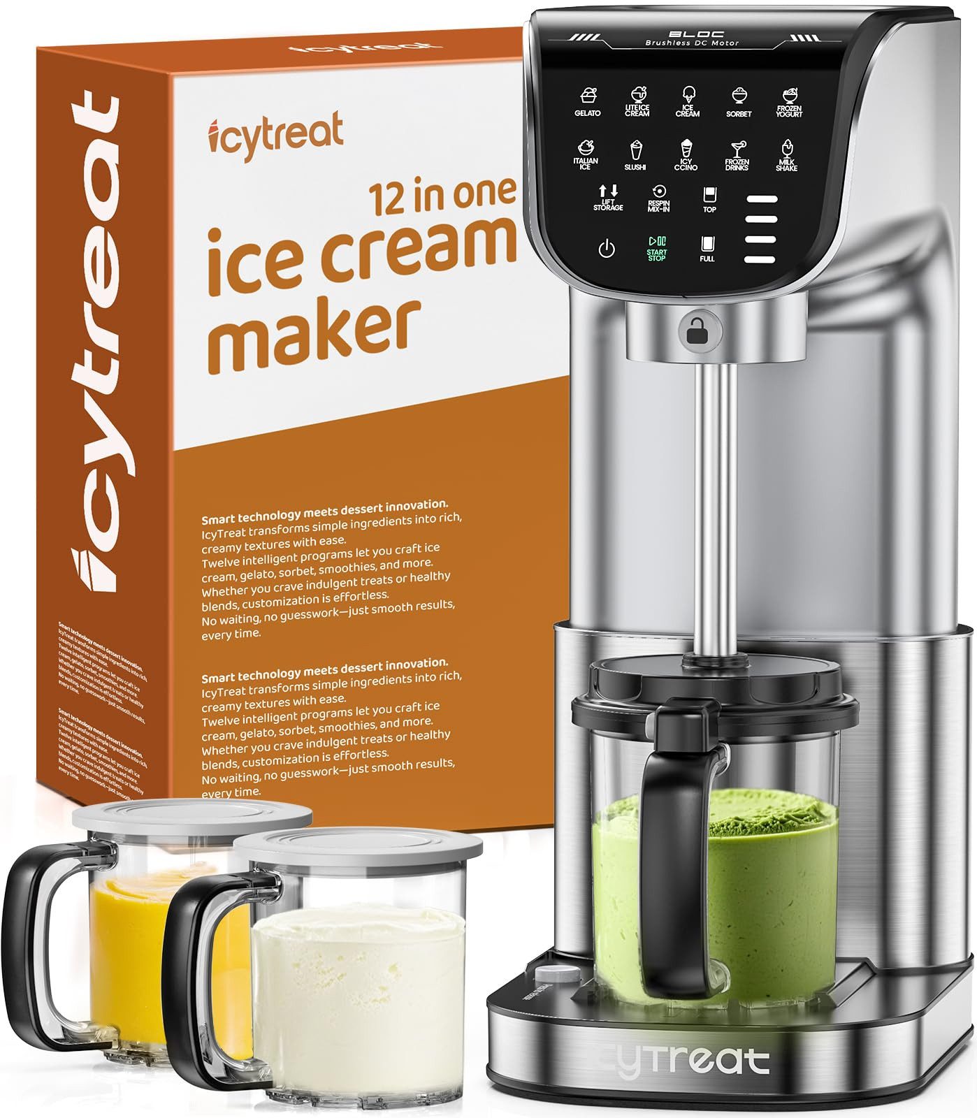 Eismaschine 12-in-1 Profi-Eiskreationen & perfekte Cremigkeit auf Knopfdruck