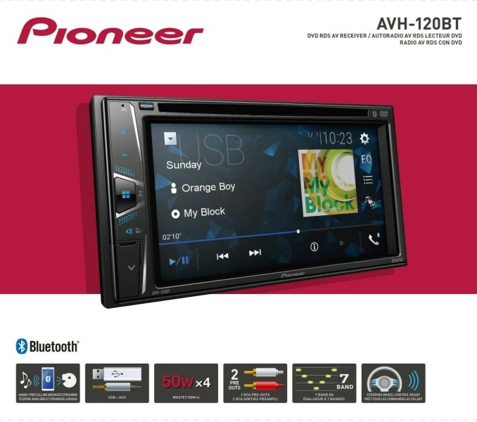 Pioneer Avh-120bt 6.2 Dvd/mp3/cd Player Touchscreen Bluetooth
