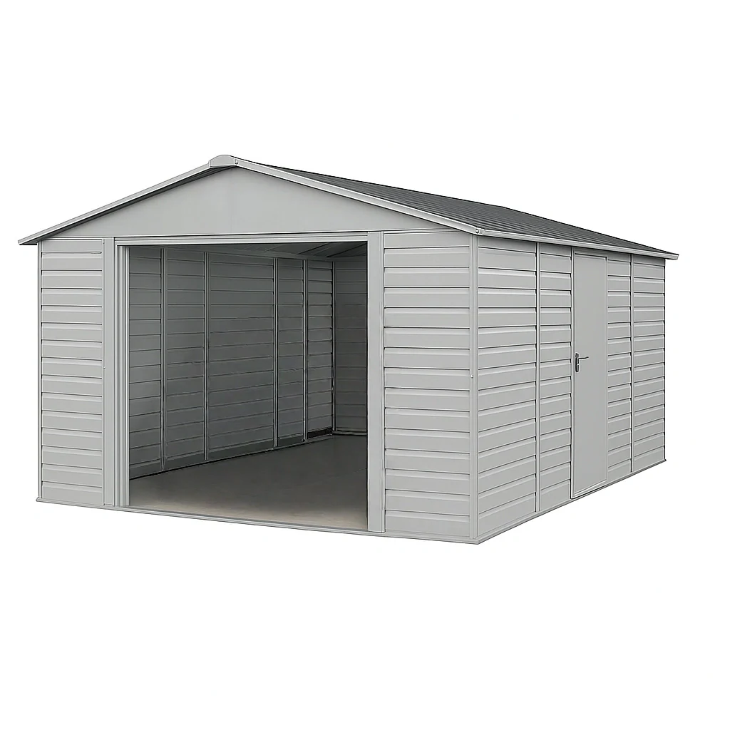 Metal udendrs garage + gr + galvaniseret stl + udendrs opbevaring + 500x300x270 cm