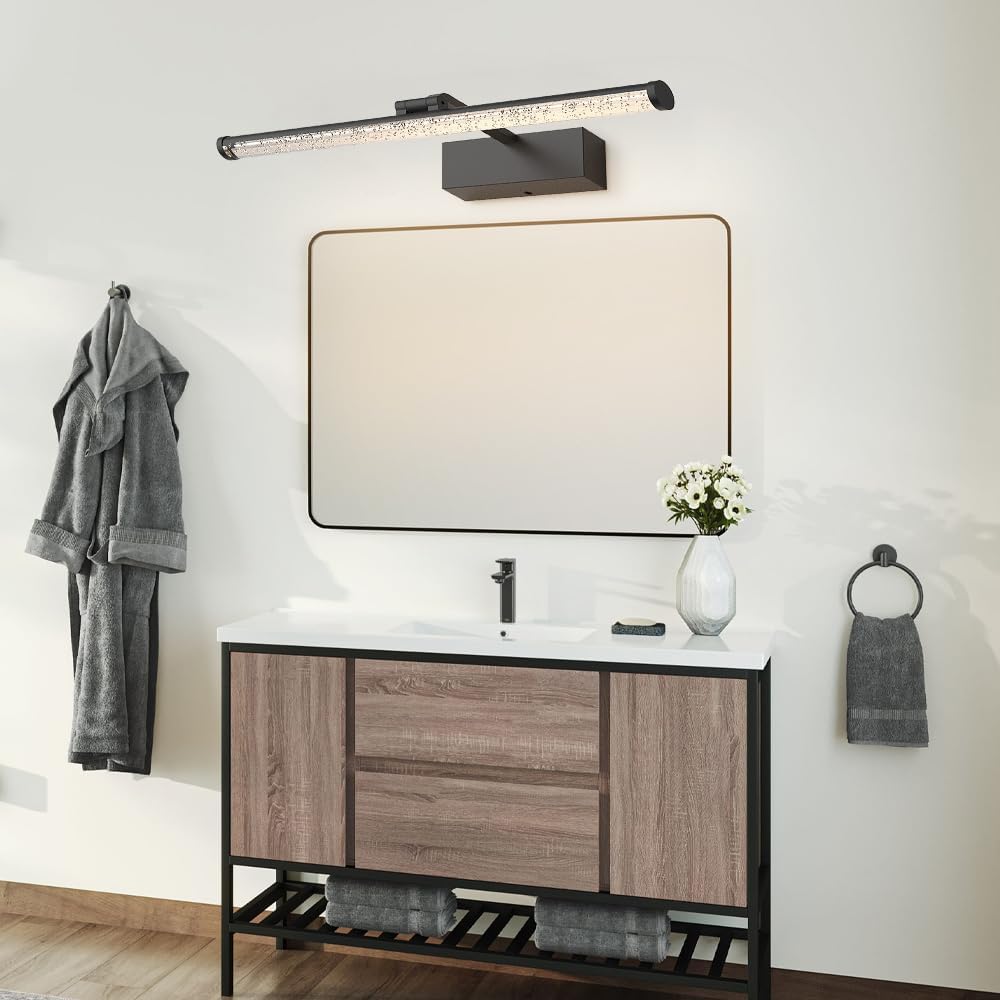 Wandleuchten/Dekorationsleuchten, 4000K LED-Waschtisch-Lichtleiste, um 180° drehbar, mit Kristallblase(Dark,40cm)