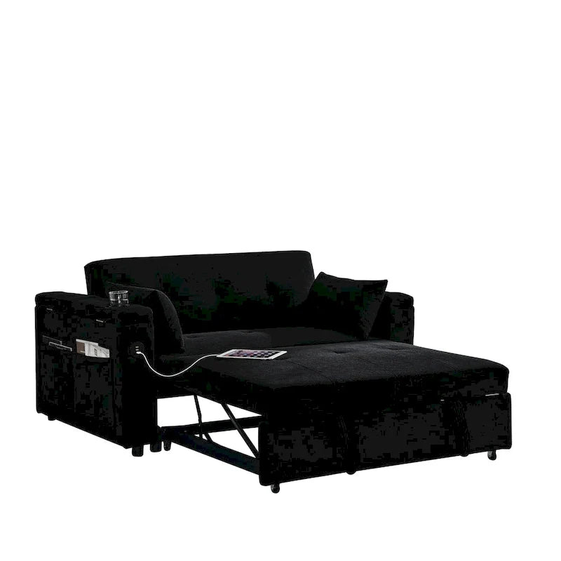 54 Pull-Out Sleeper Sofa Bed Double Seat Recliner Sofa Bed