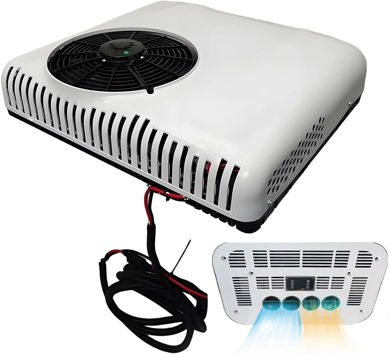 CHHMAELOVE Mobiles Klimagerät, 12 V, 24 V, 48 V, 72 V, Weiß, 4 Sseasons Universal-Dachklimaanlage für LKW und Wohnmobil