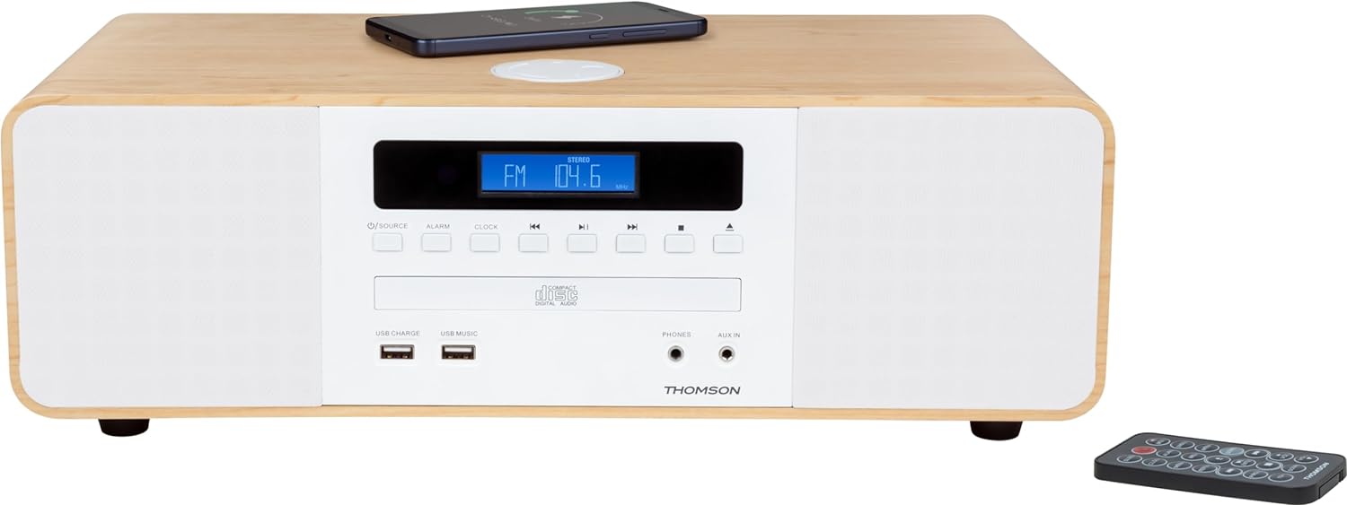 Thomson MIC201IBT Micro Chaine HiFi - Bluetooth - Radio - CD - MP3 - USB - Blanche + Induction