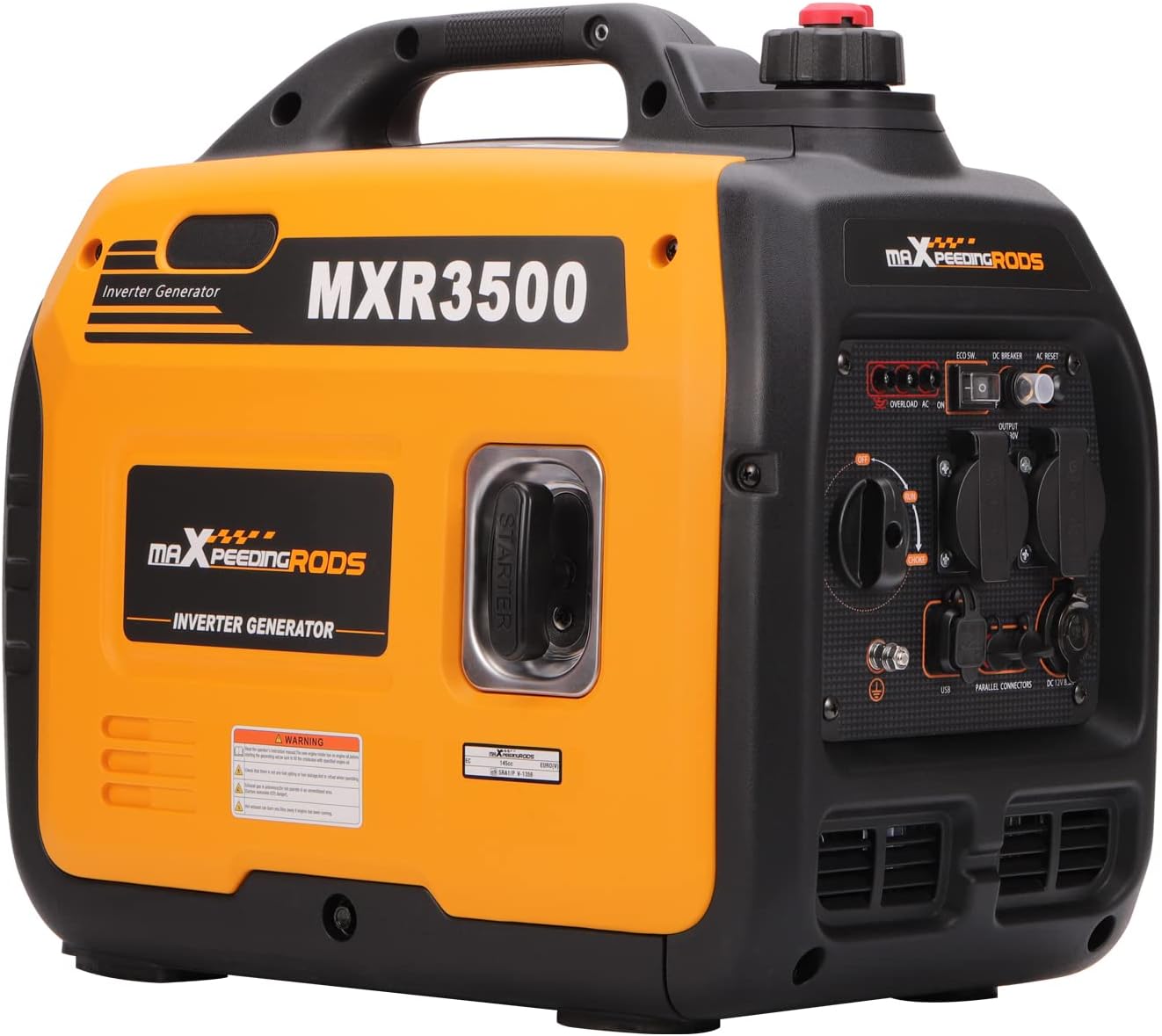 maXpeedingrods 3300W Generatore di Corrente Inverter Silenziato a Benzina 4 Tempi per all'Aperto Campeggio Partito Generator Elettrico Emergenza Portatile con Prese USB e 230V Leggero per Garage