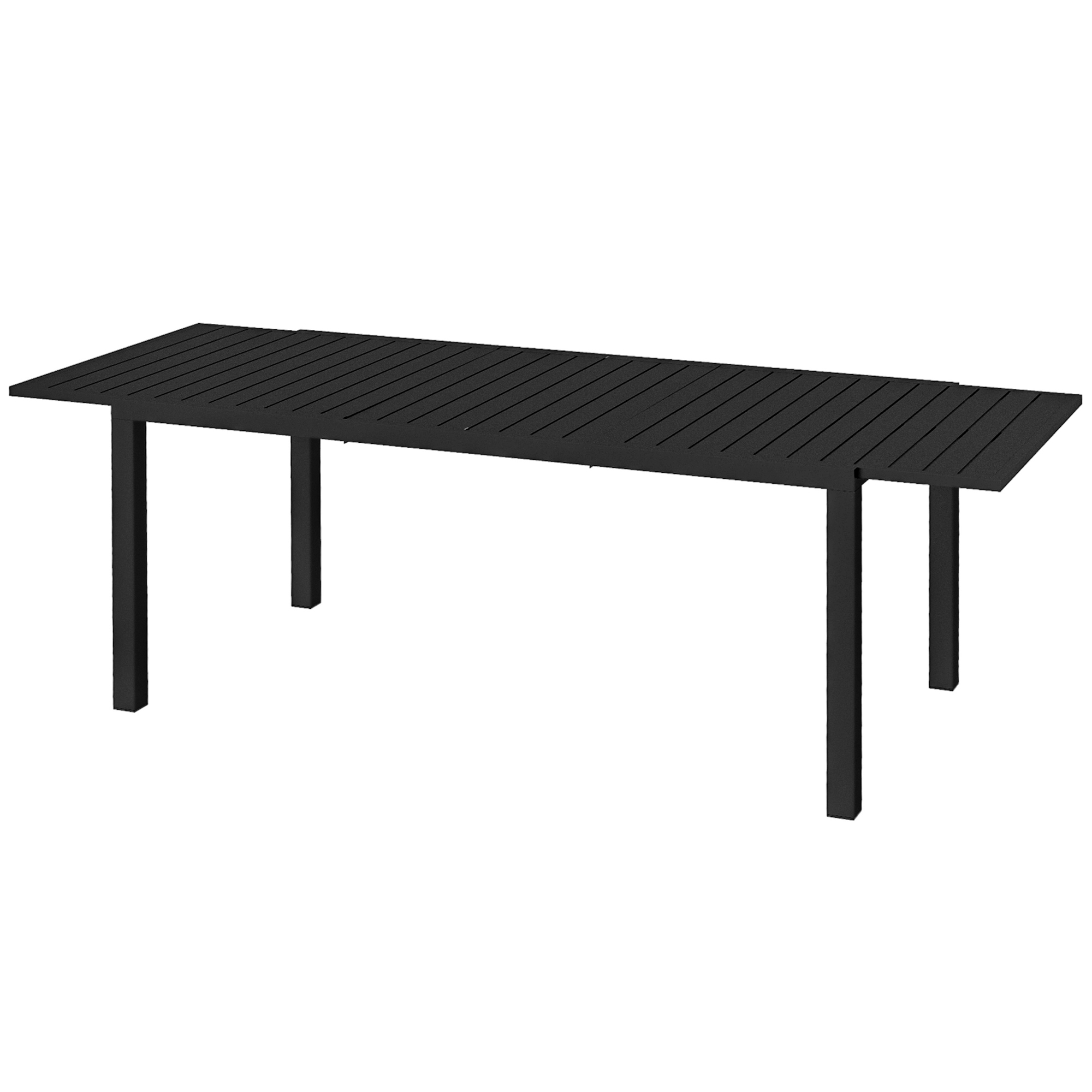 Outsunny Ausziehbarer rechteckiger Aluminium-Gartentisch für 6-8 Personen, Abm. 180/240L x 94B x 73H cm, Schwarz