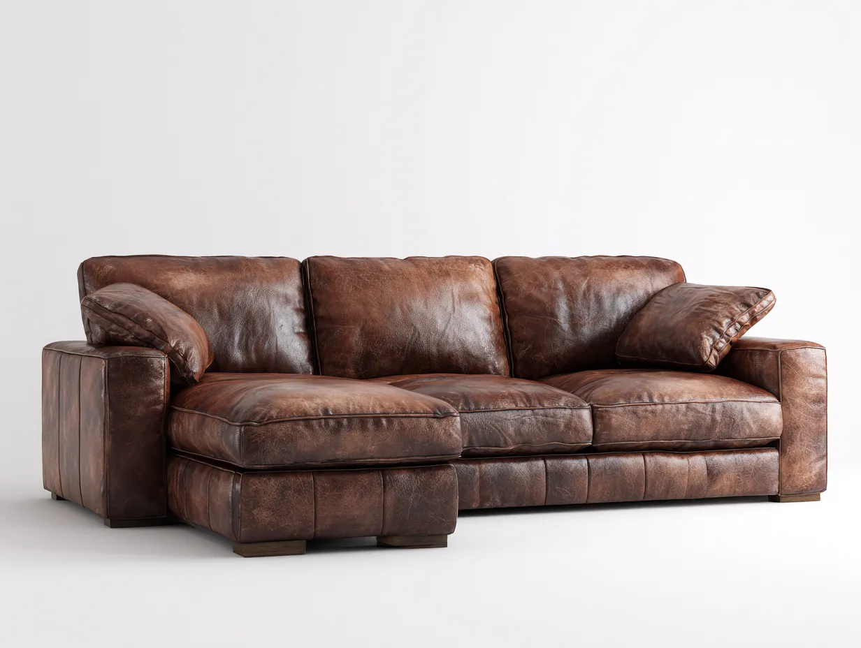 Ecksofa-Leder-Holz-268x170x86 cm-Braun-Vintage Stil