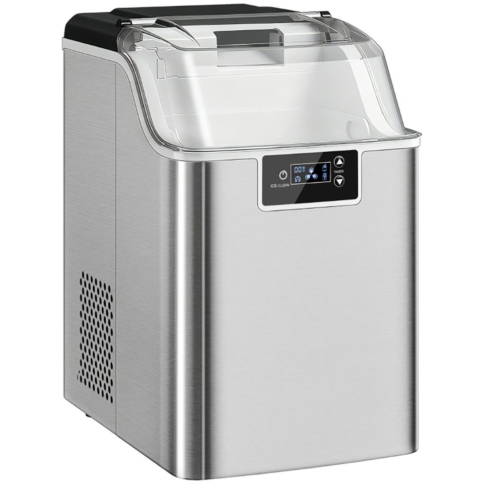 Eiswürfelmaschine LongFeng Eiswürfelmaschine 20 kg/24h mit 2,1 L Wassertank, Silber