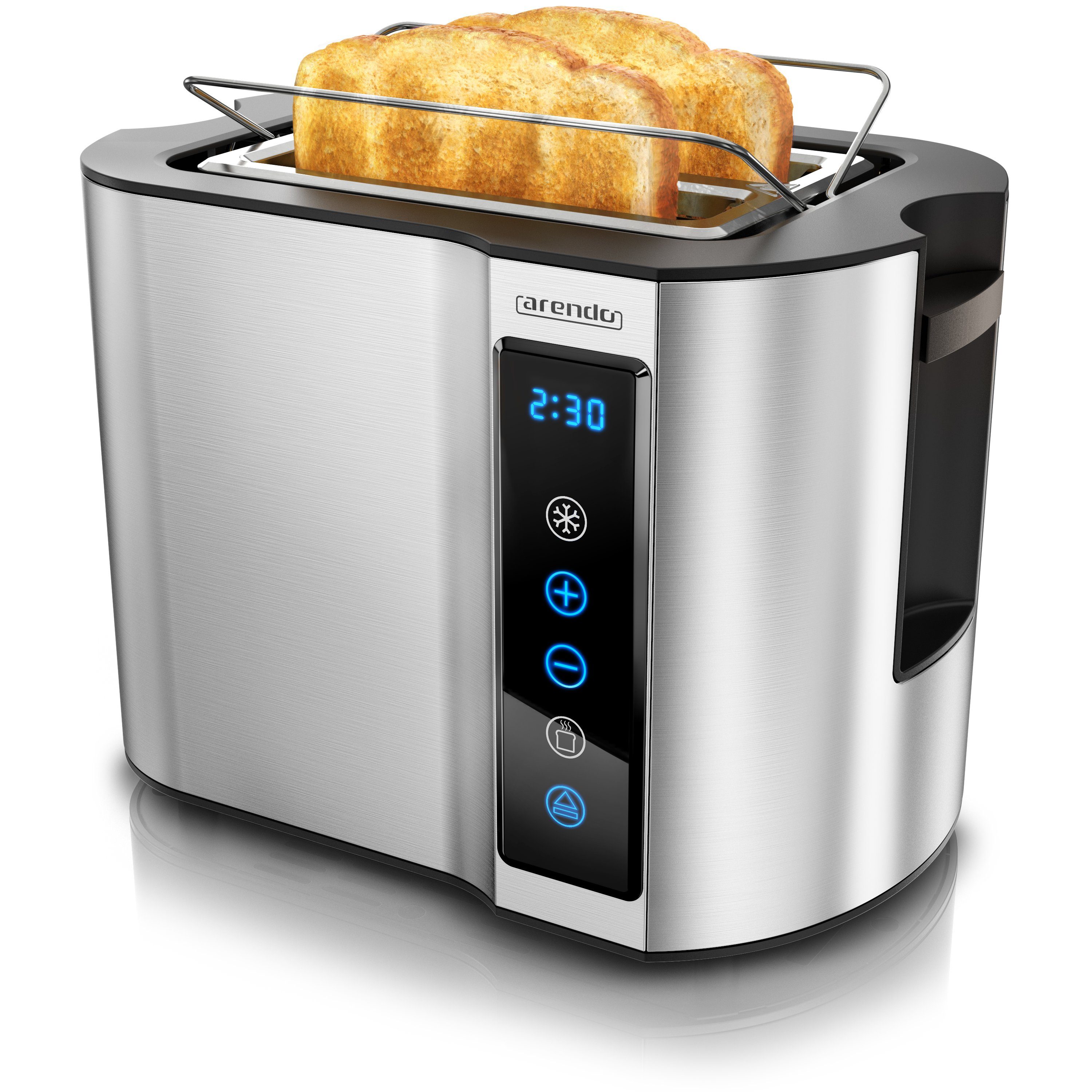 Toaster 2-Scheiben, Wärmeisoliertes Doppelwandgehäuse, Display Restzeitanzeige
