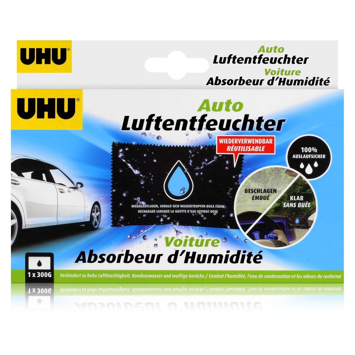Luftentfeuchter UHU Auto Luftentfeuchter 300g - Wiederverwendbar (1er Pack)