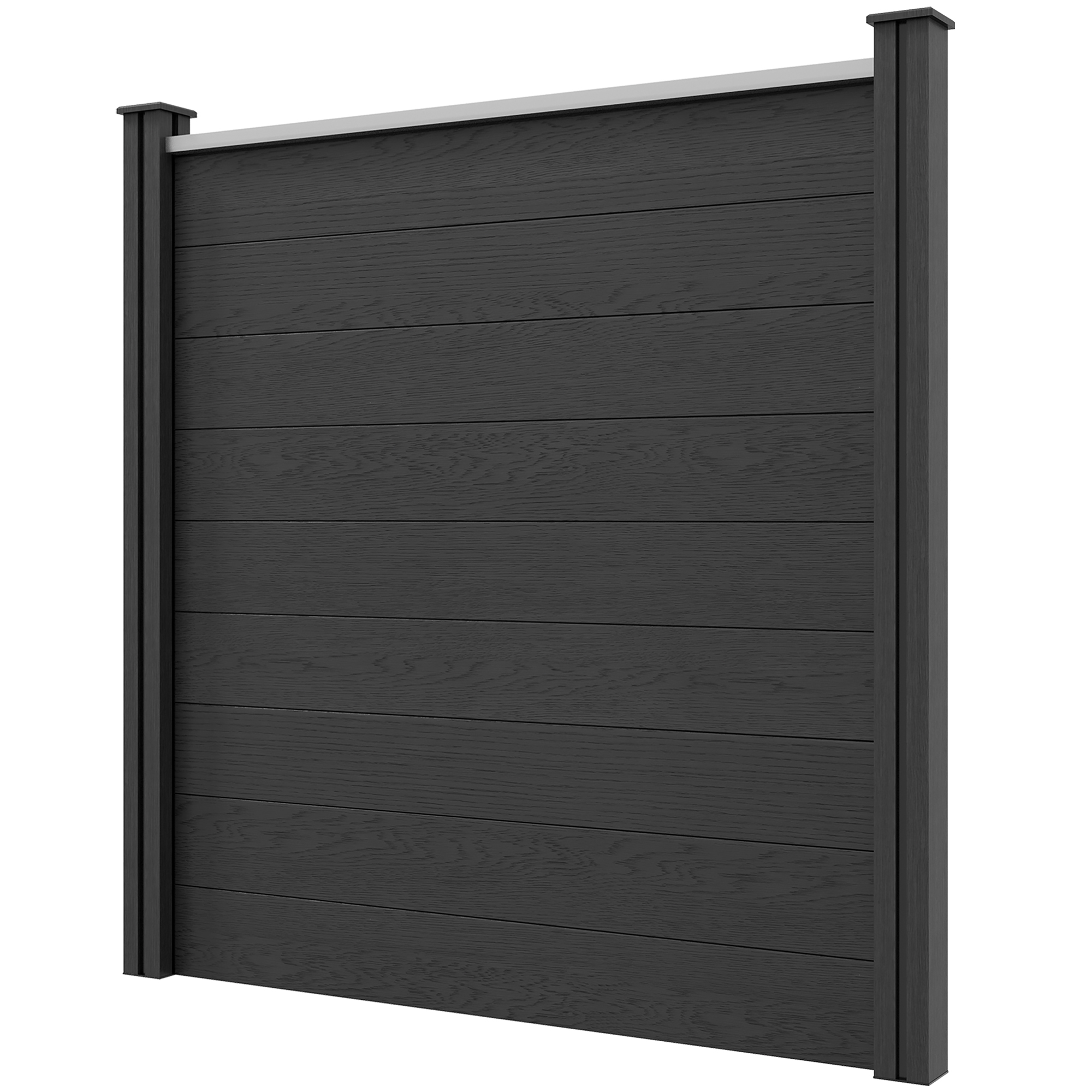 Outsunny Gartenzaun Sichtschutz aus WPC Holzverbundwerkstoff und Aluminium mit Füßen - modular, 186L x 187H cm, Grau