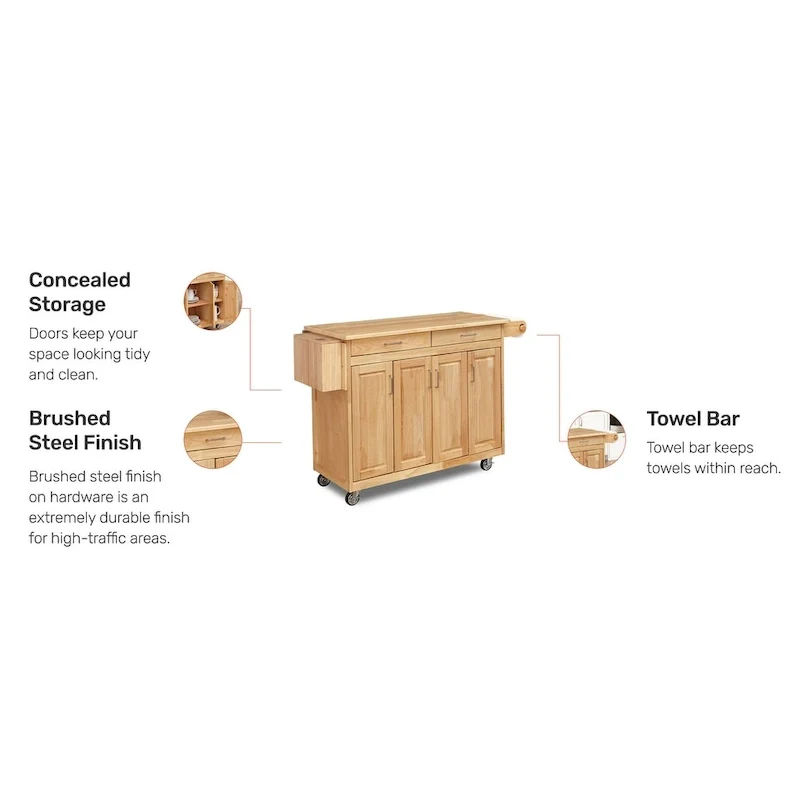 Homestyles General Line Brown Wood Kitchen Cart - N/A
