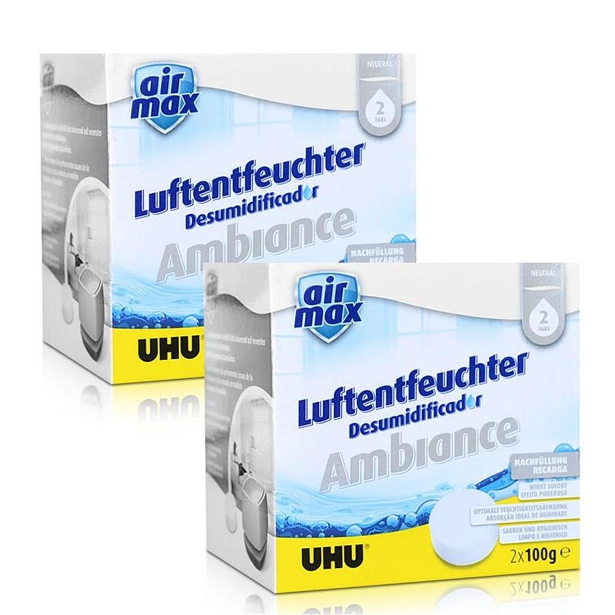 Luftentfeuchter 2x Uhu Air Max Ambiance Nachfülltabs, 2x 100g neutral Luftentfeuchter
