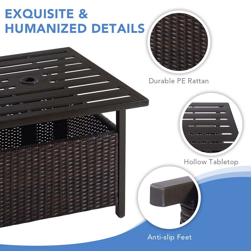 Eletriclife Outdoor Patio Rattan Wicker Steel Side Deck Table