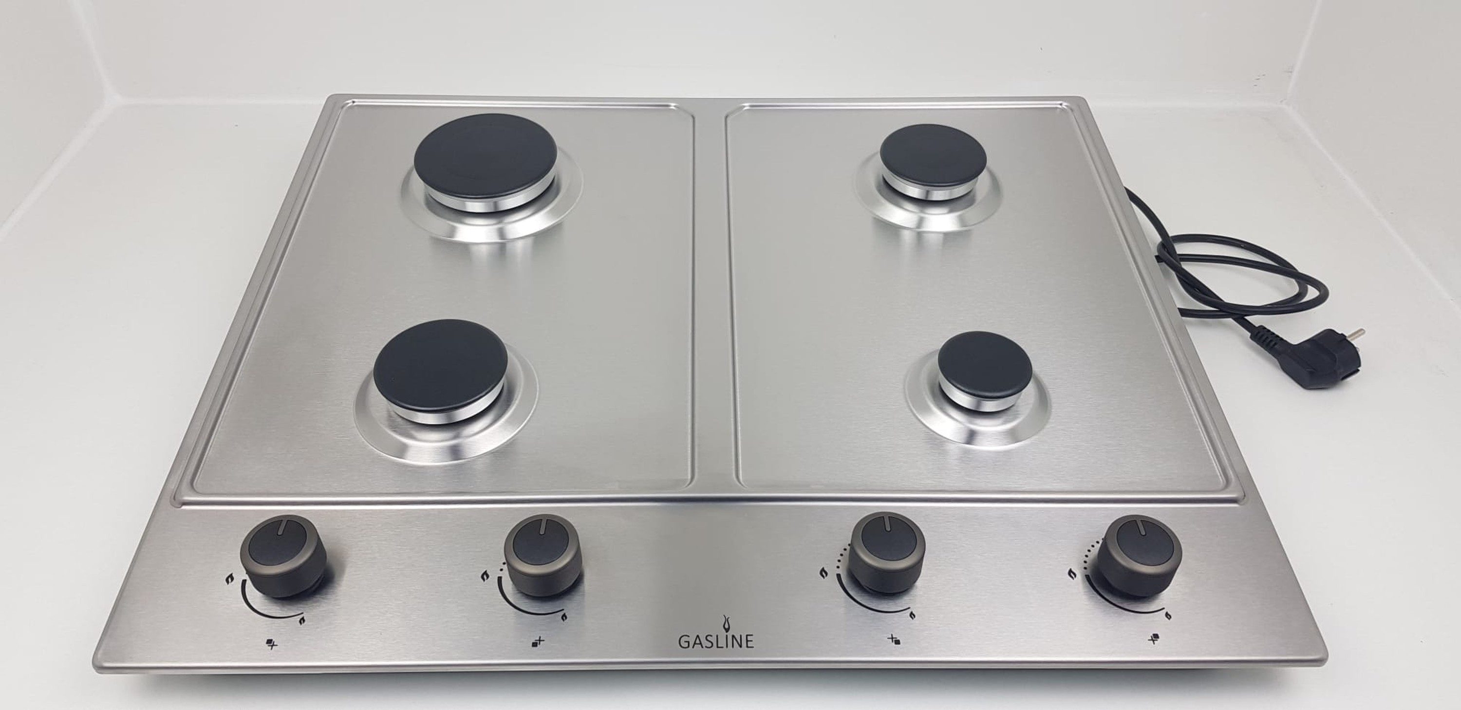 Elektro-Herd-Set Böhme Einbauherset HB60F78DL+Gaskochfeld 60cm Edelstahl mit 4 Brennern