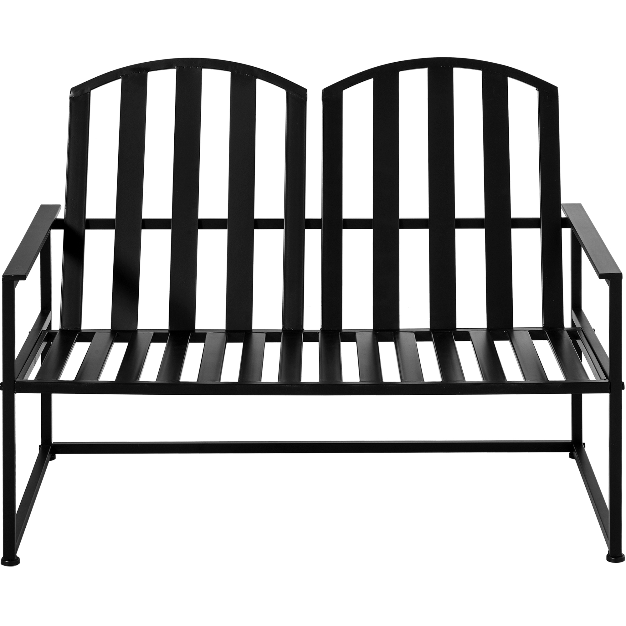 Outsunny Zeitgenössische Gartenbank für 2 Personen mit den Maßen 108L x 63B x 80H cm aus schwarzem epoxidbeschichtetem Metall