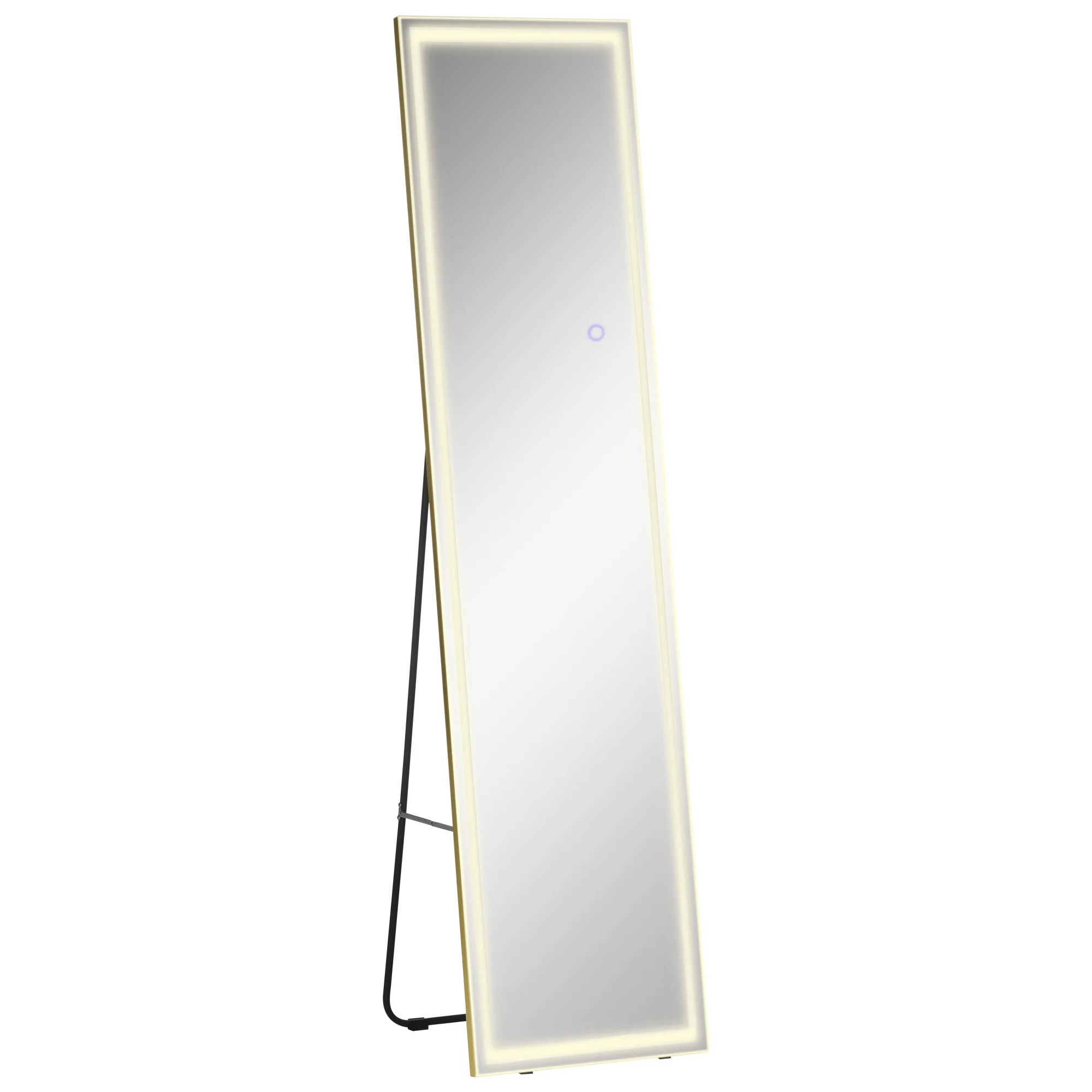 HOMCOM Standspiegel LED dimmbar 3 Lichtfarben wandmontierbar