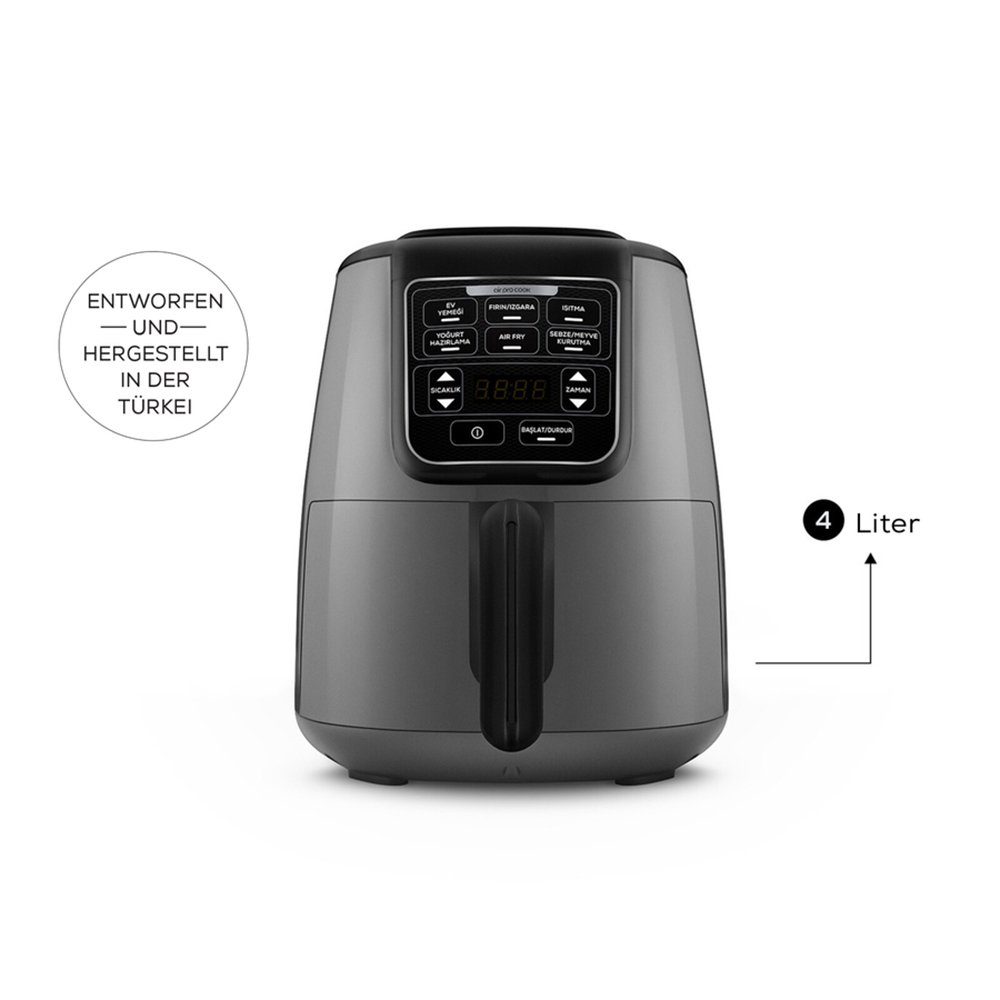 Heißluftfritteuse Karaca Air Cook XL 2 in 1 Airfryer Heißluftfritteuse Fritteuse 4L, 1550W