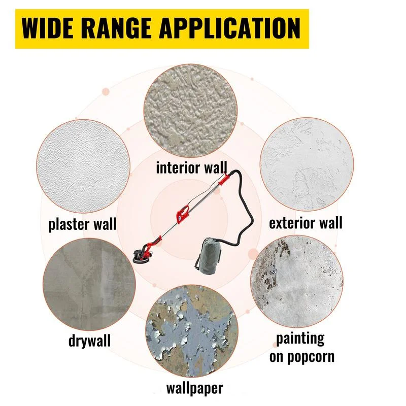 Drywall Sander 850W, Electric Drywall Sander, Electric Sander, with LED Strip Light and Vacuum Bag, Variable Speed 800-1750 RPM, Foldable Sheetrock Sander, with Telescope Handle, Wall Sander