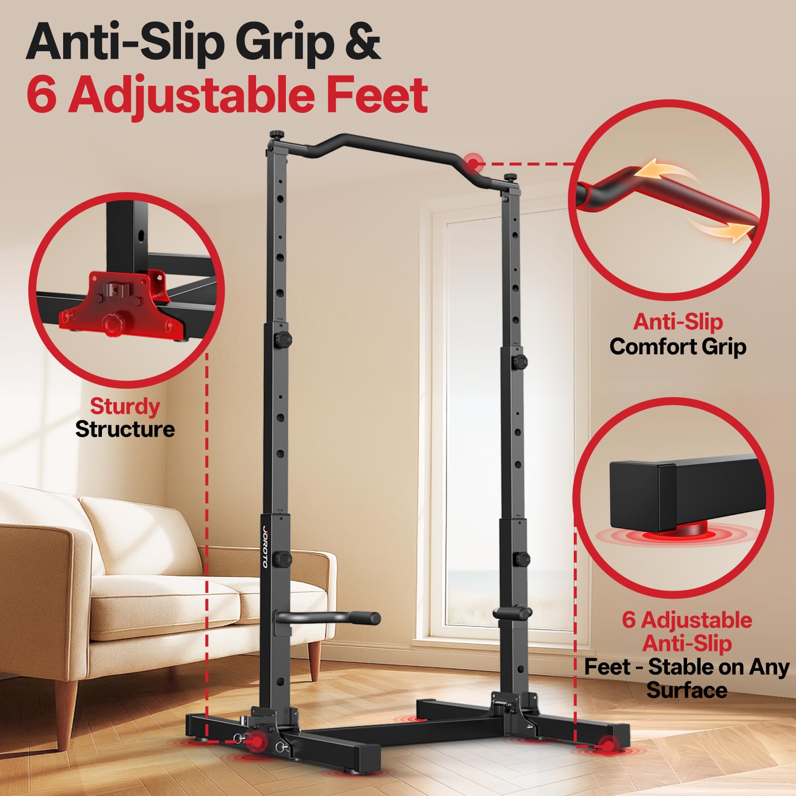 Faltbare Klimmzugstange und Dip Station, höhenverstellbarer Power Tower für Zuhause, 5-in-1 Krafttraining, bis 204 kg, klappbar