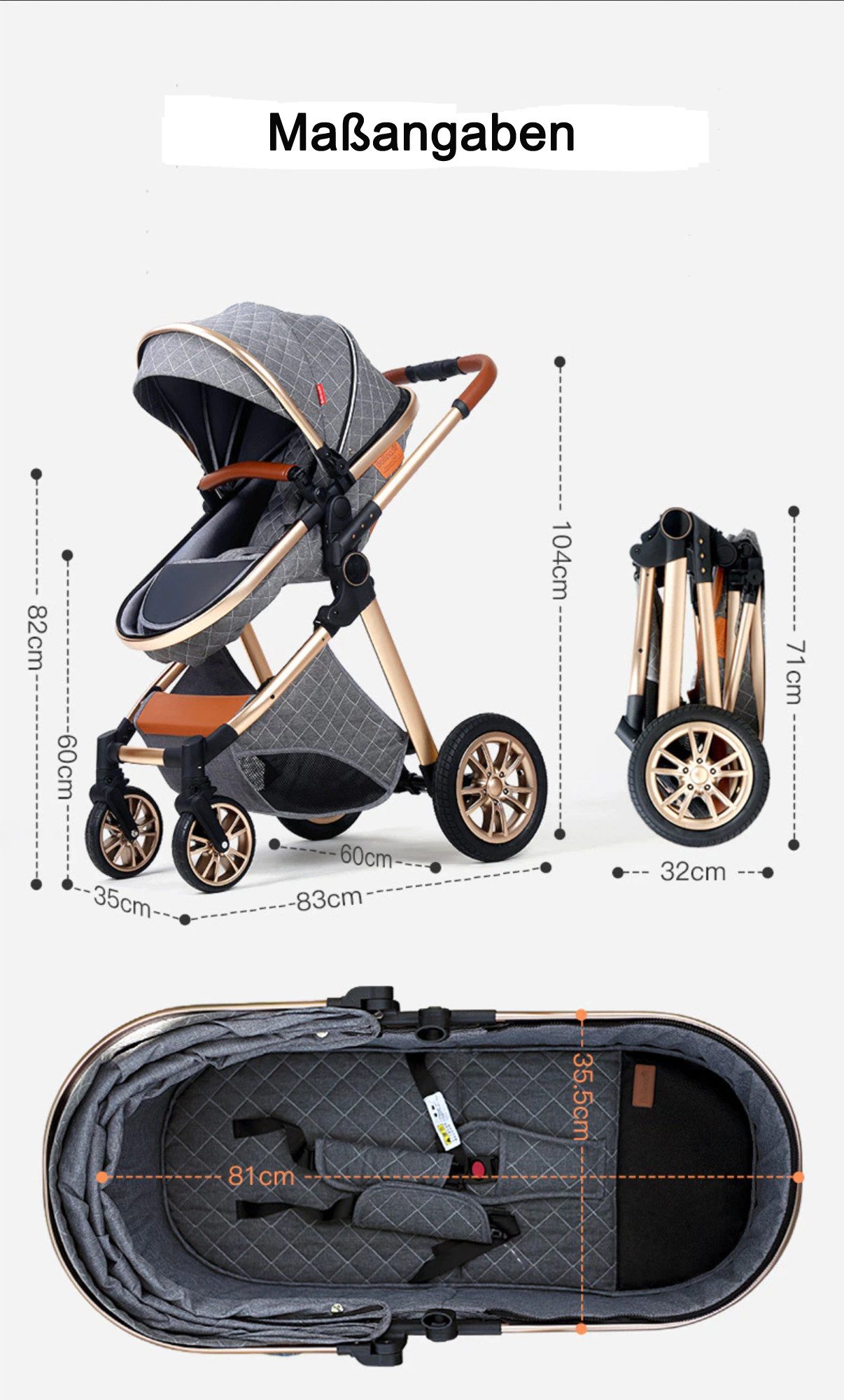 Kombi-Kinderwagen Babyschale Baby Buggy Babywanne Windeltasche