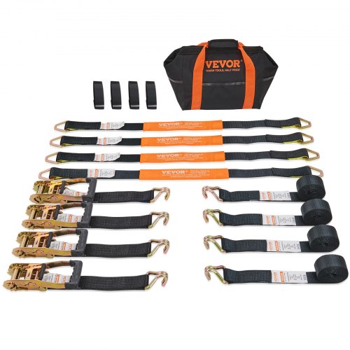 VEVOR 4er-Pack Spanngurte mit Ratsche, 11128 lbs, 2" x 8', robuster Doppel-J-Haken