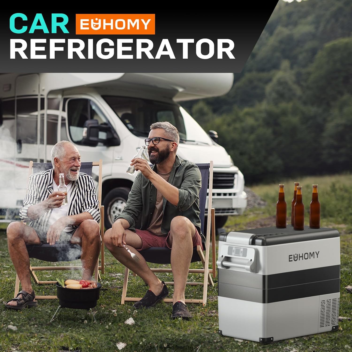 EUHOMY 12V Refrigerator, 59Qt, APP Control, Portable Freezer