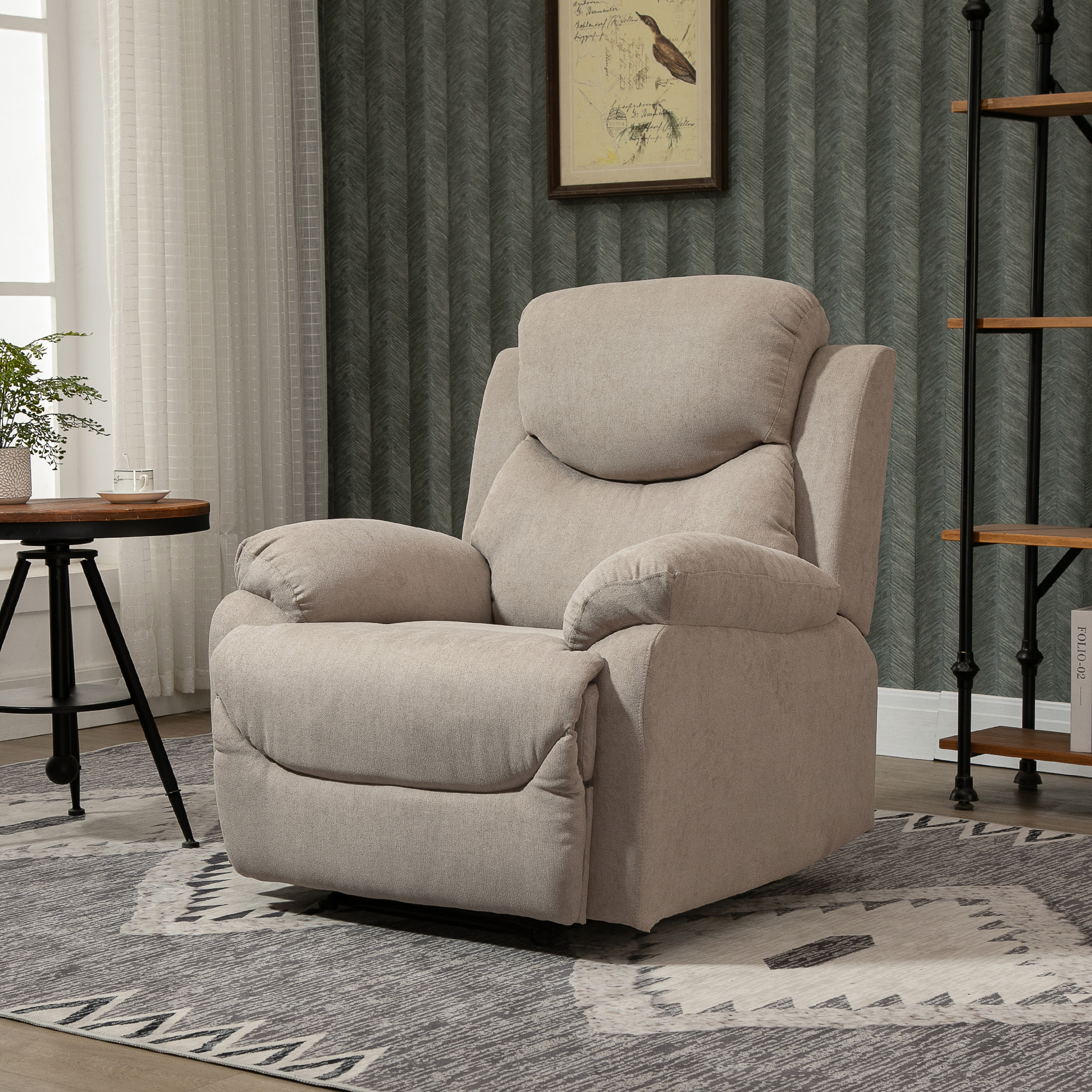 relaxfauteuil enkele sofa ligbed kantelbaar 150 �� TV-fauteuil linnen beige 97 x 96 x 105,5 cm