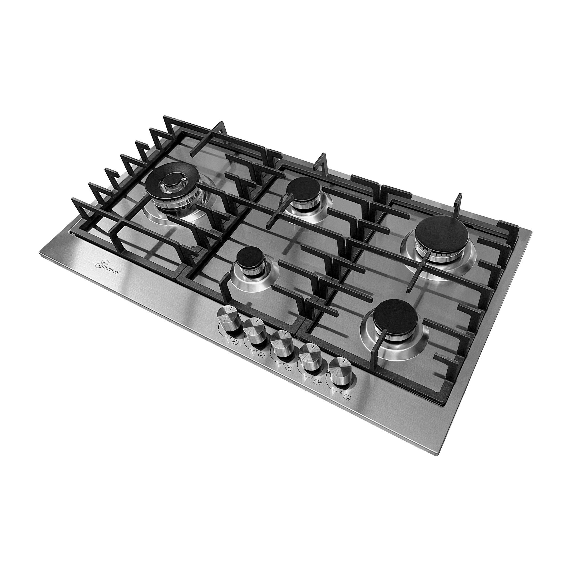 Gas-Kochfeld GCH FG 905 VPGL WOK Adapter+Kaffeadapter, 90 cm, Edelstahl, 4,0 KW WOK, 5 Gasbrenner,Erdgas, FL.Gas
