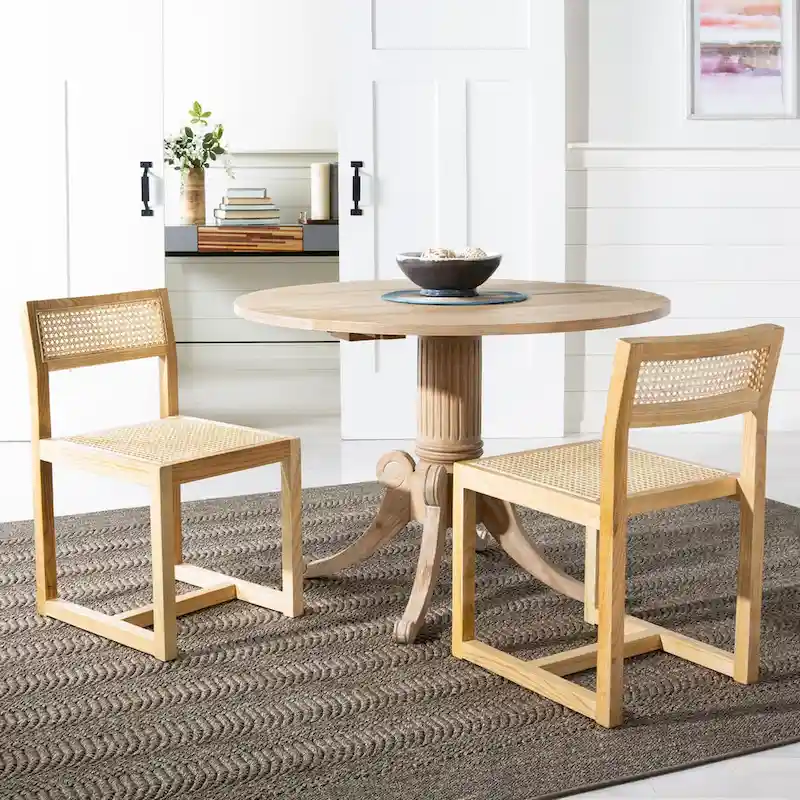 SAFAVIEH Jeane Antique White Drop Leaf Dining Table - 43 W x 43 D x 31 H - 43Wx43Dx31H