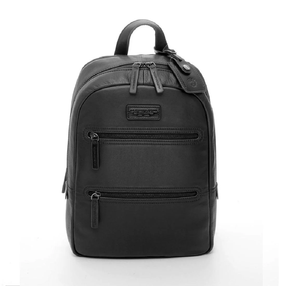 Zaino Spalding & Bros Tech-Leather Round M pelle nero 309181U900