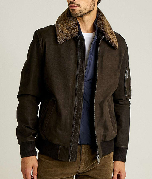 Men’s Leather Bomber Fur Collar Jacket