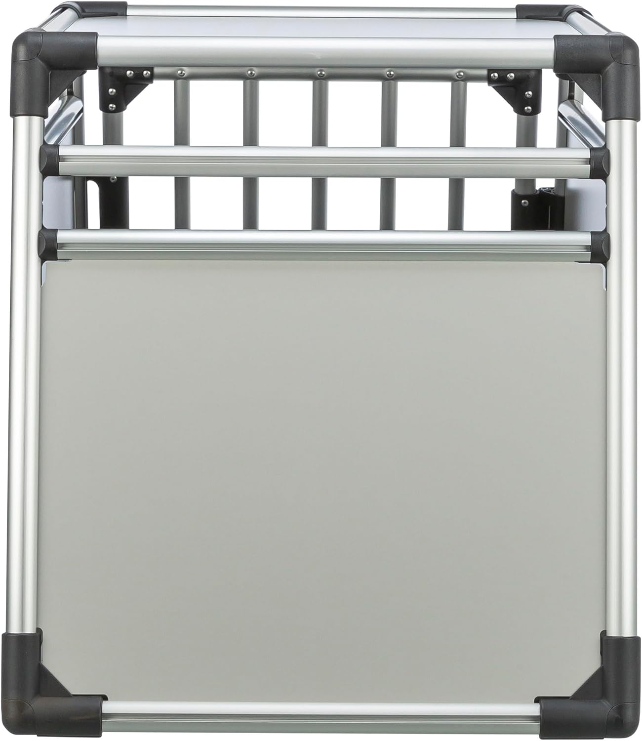TRIXIE Hunde-Transportbox, Aluminium, L: 92 x 64 x 78 cm, grafit, rutschfste Liegematte, Klettleiste am Boden, Sicherheitsverschluss, stabil und geruscharm, hochgeschlossene Wnde - 39338